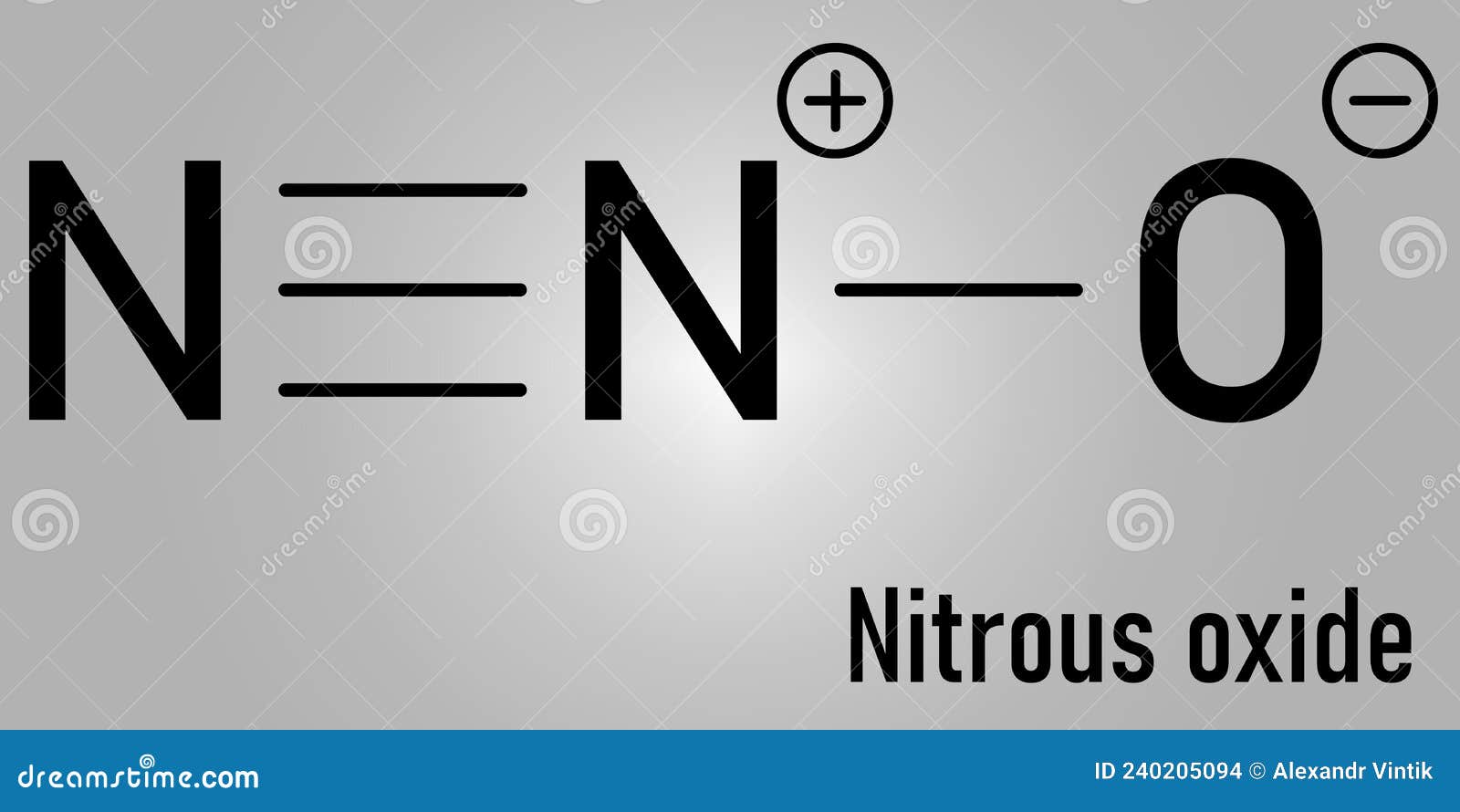Nitrous Oxide or NOS, Laughing Gas, N2O Molecule. Skeletal Formula ...