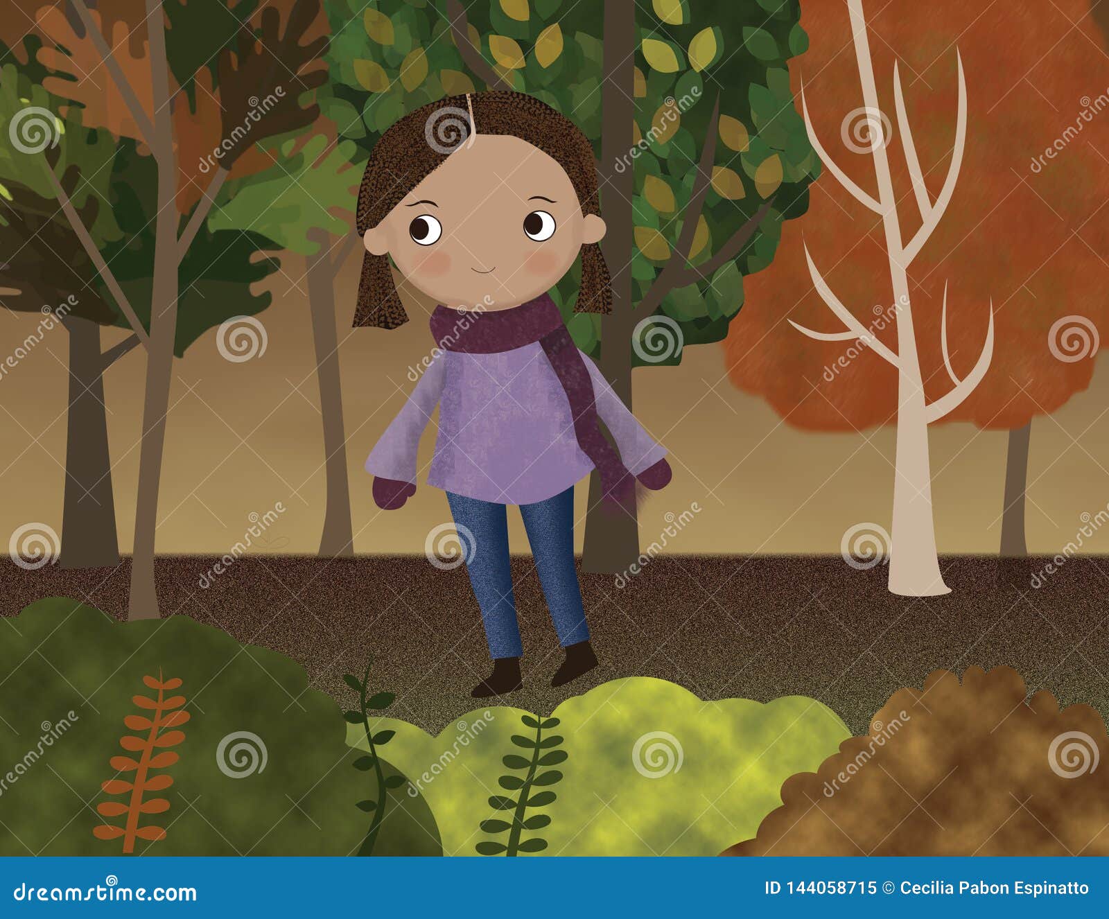 niÃÂ±a en un bosque de otoÃÂ±o