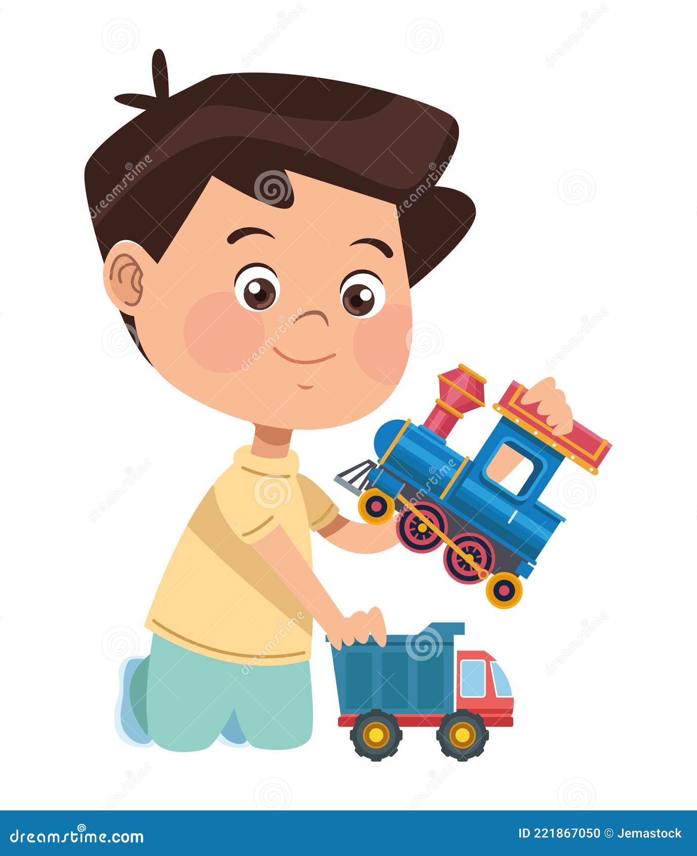 Niño Jugando Con El Tren Ilustración Del Vector Ilustración De Vector 221867050 