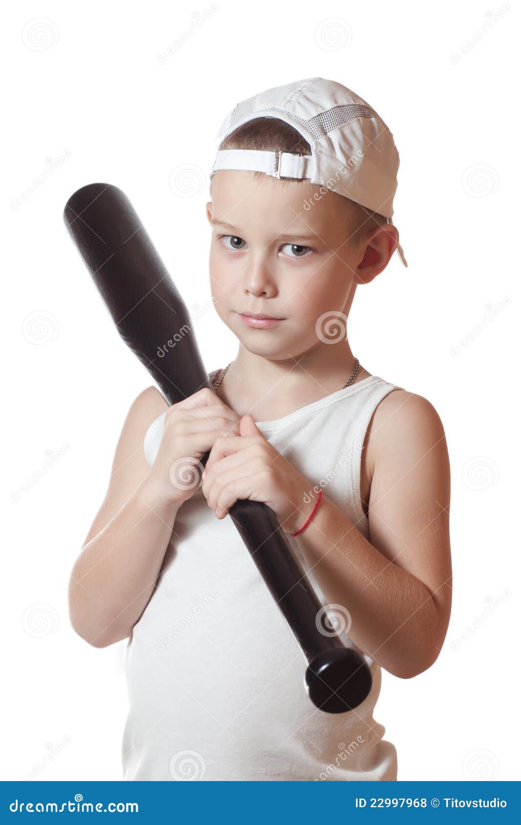 Niño Pequeño Con Un Bate De Béisbol Foto de archivo Imagen de