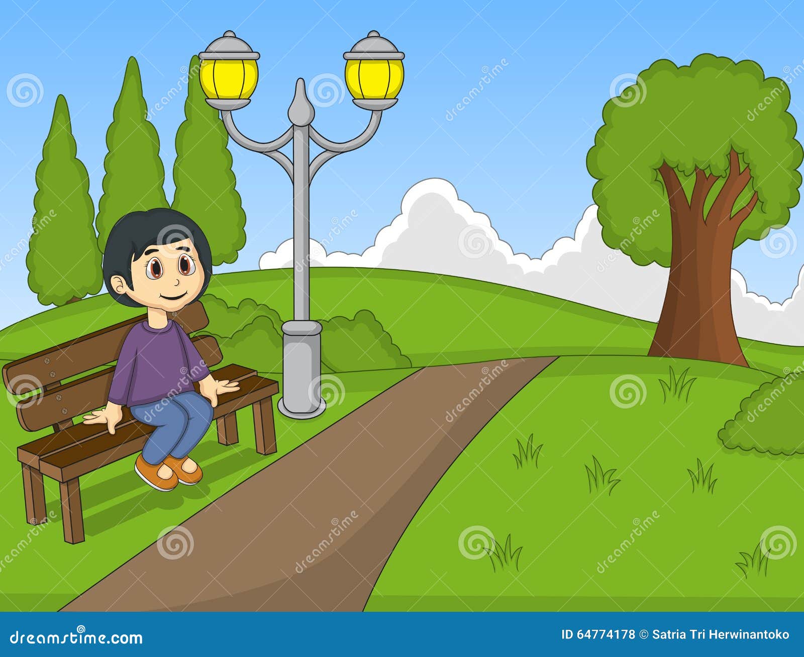 Niños En La Historieta Del Parque Ilustración del Vector Ilustración