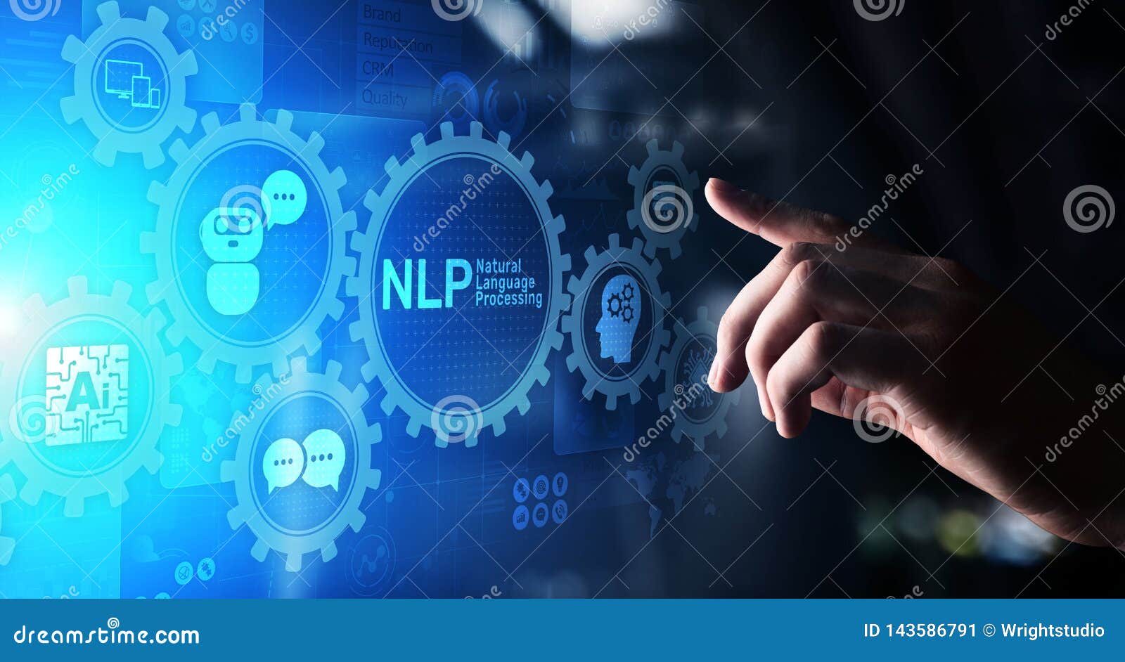 nlp natural language processing cognitive computing technology concept on virtual screen.