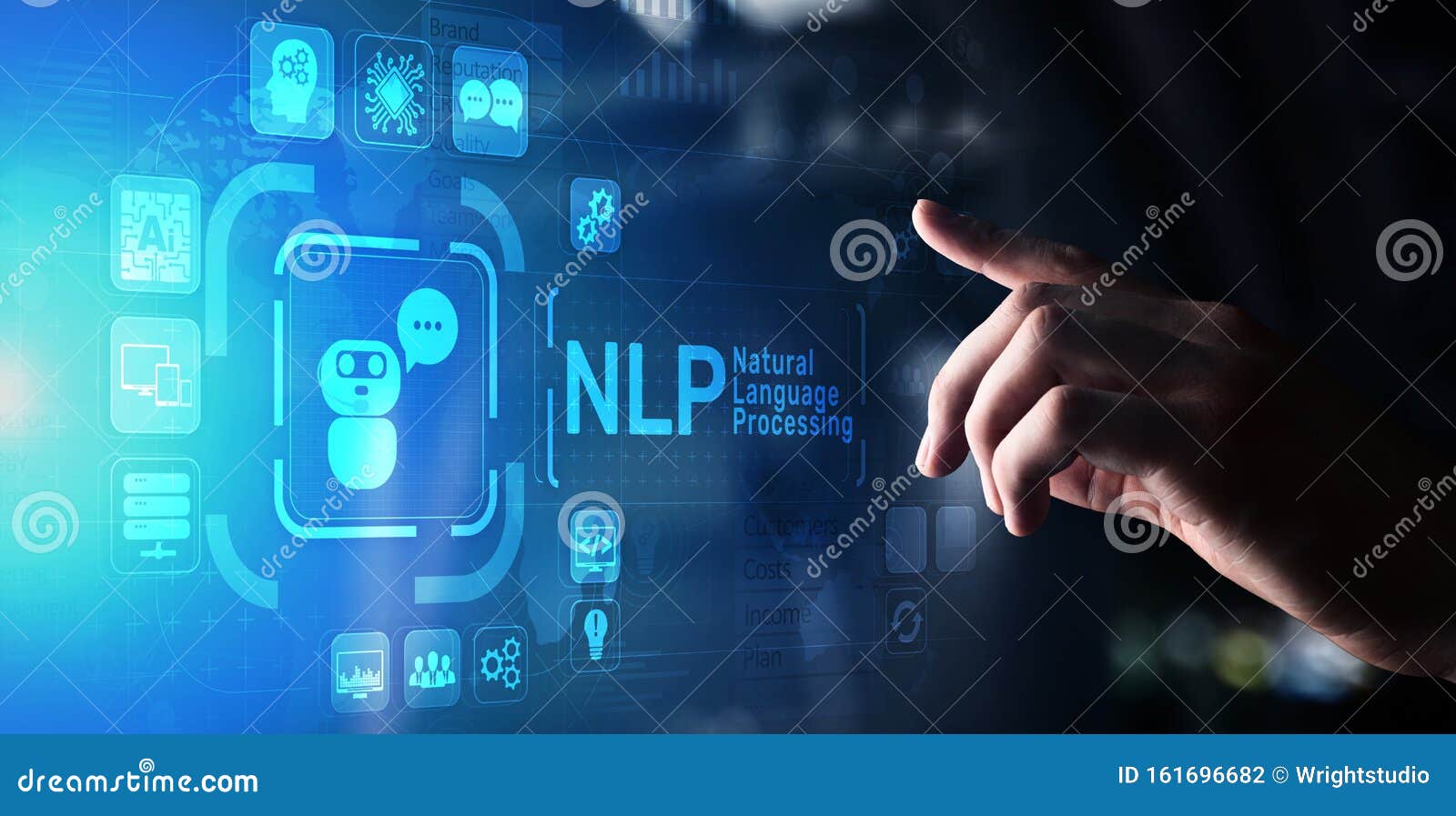 nlp natural language processing cognitive computing technology concept on virtual screen.