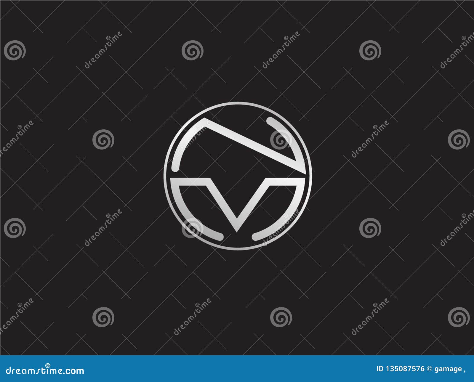 nm initial circle  silver color later logo 