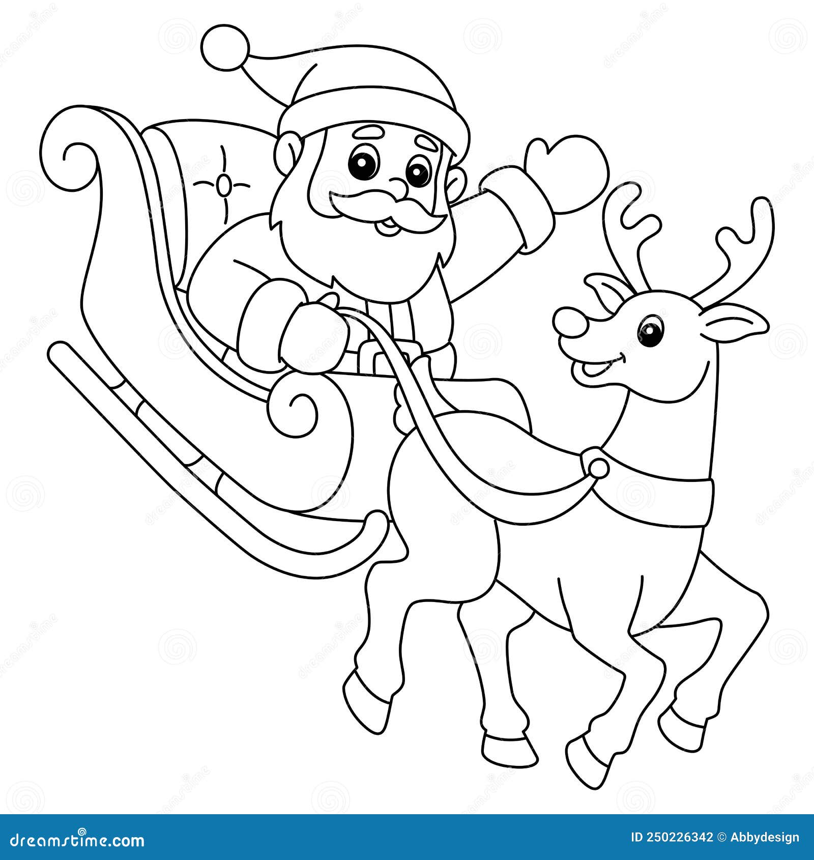 Coloriage Pere Noel Traineau Rennes Noël Santa Traîneau Et Rennes Isolés Illustration de Vecteur - Illustration du gosses, ligne: 250226342