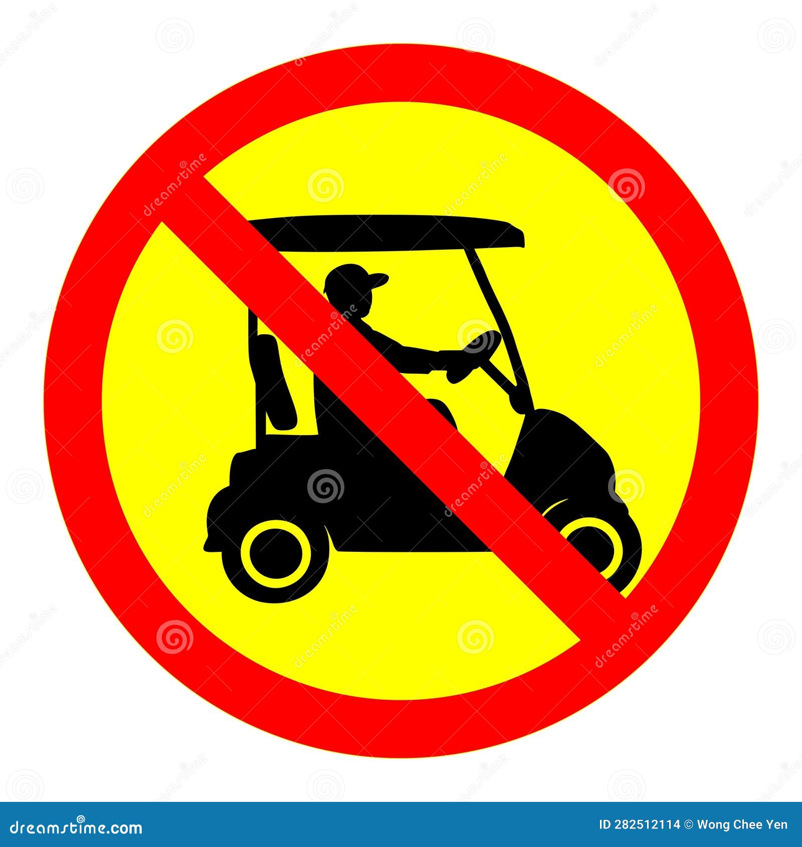 no golfcart driving area access sign  