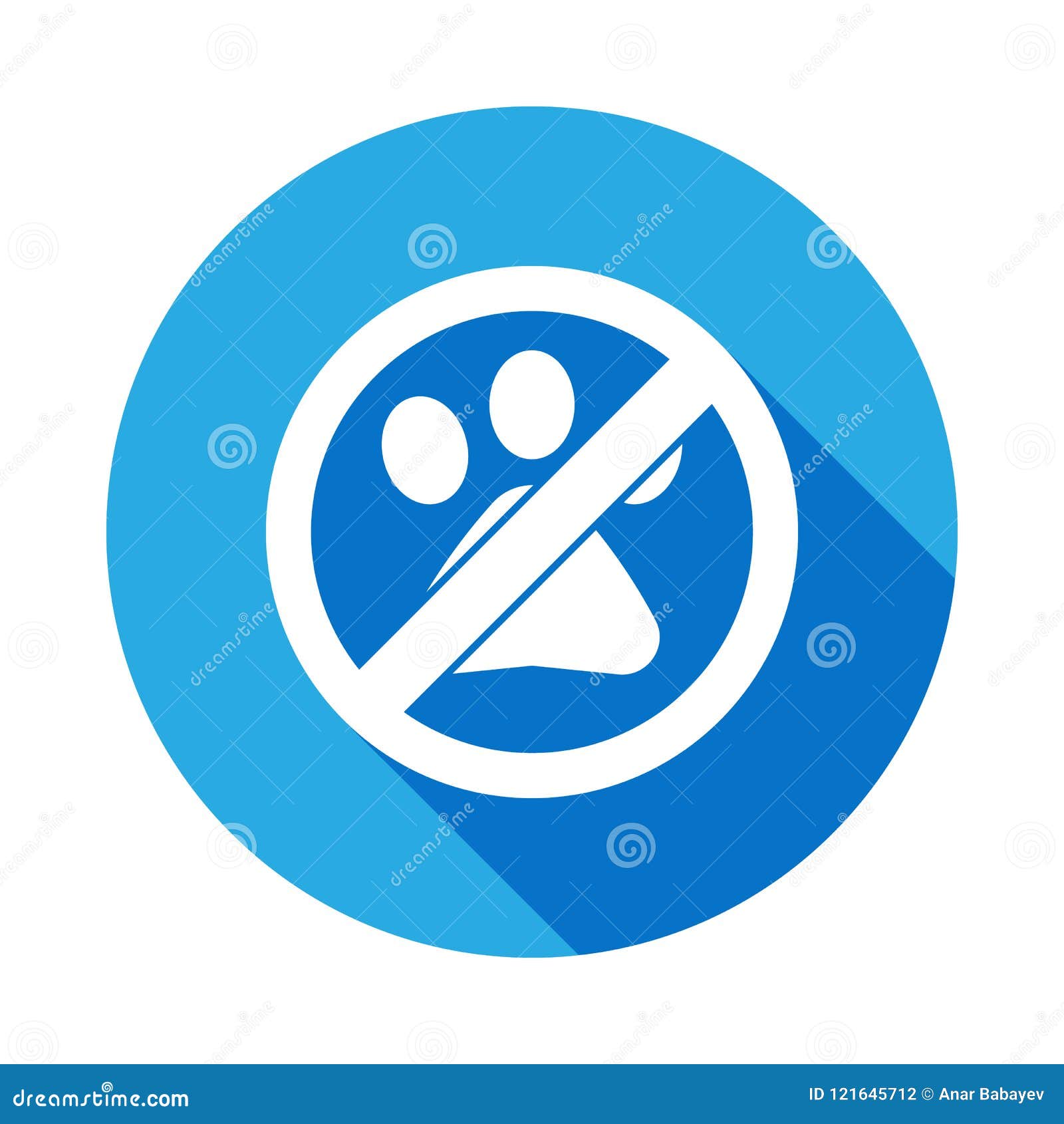 No Animal, Prohibited Sign Flat Icon with Long Shadow Stock