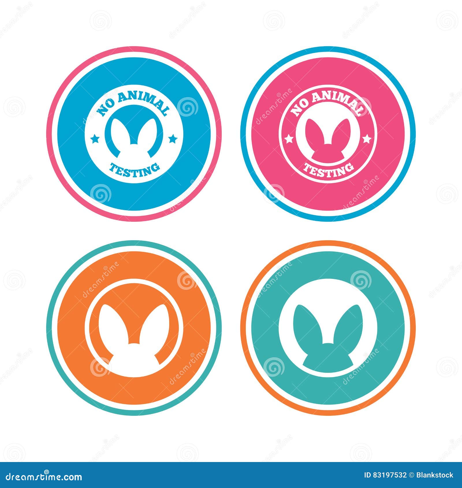 Download No Animals Testing Icons. Non-human Experiments. Stock Vector - Illustration of round, colored ...
