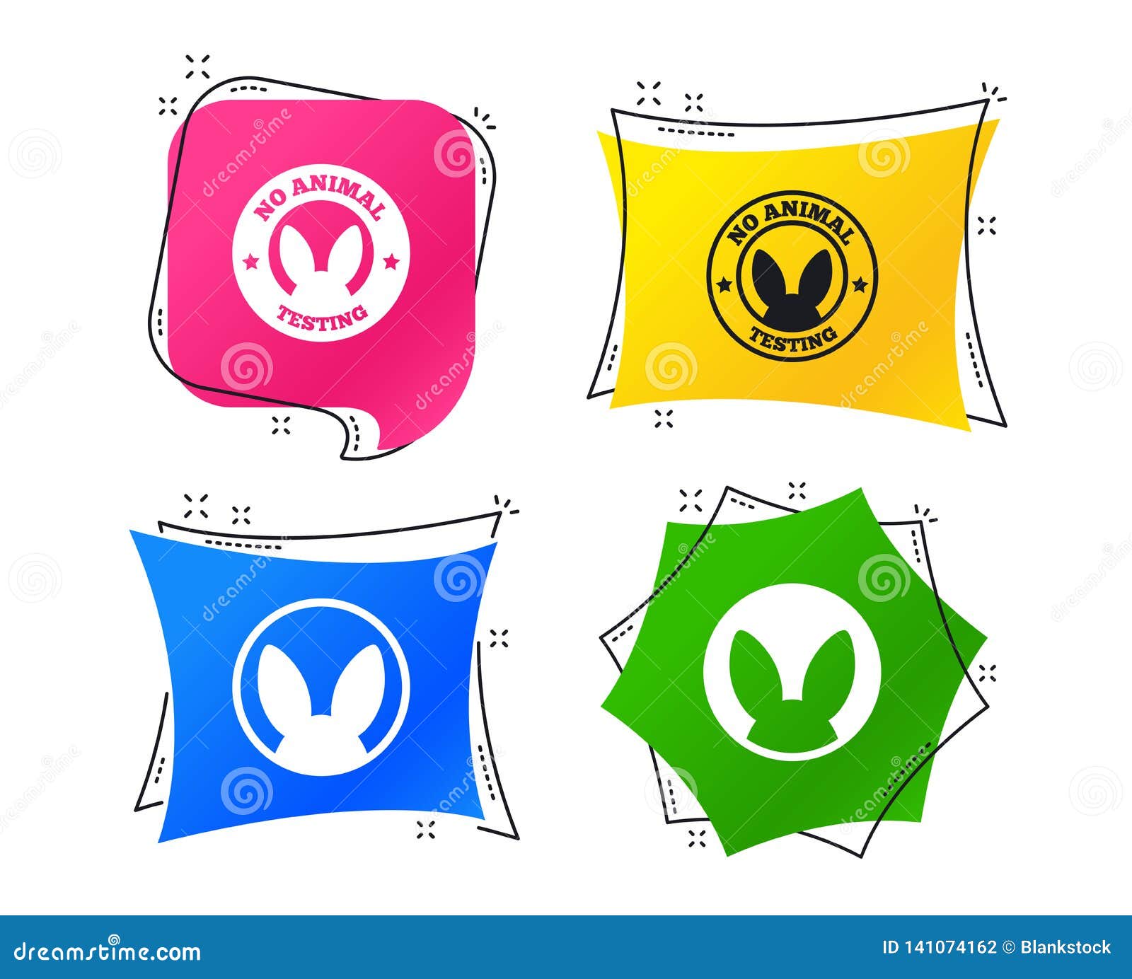 Download No Animals Testing Icons. Non-human Experiments. Vector ...