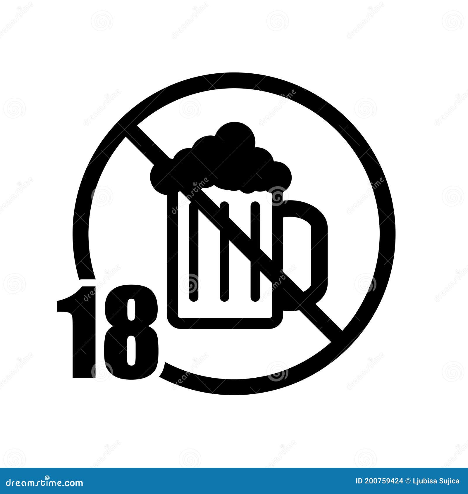 No Beer Icon Isolated on White Background Stock Vector Illustration
