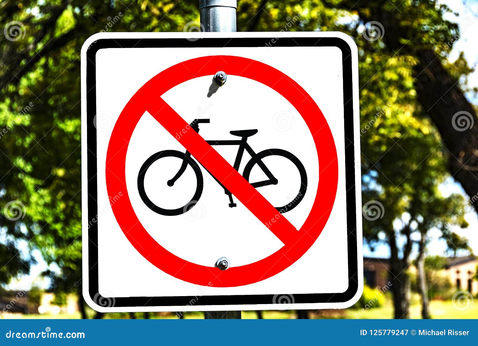 No Bicycle Sign - Red Circle with Slash Stock Image - Image of bicycle,  path: 125779247