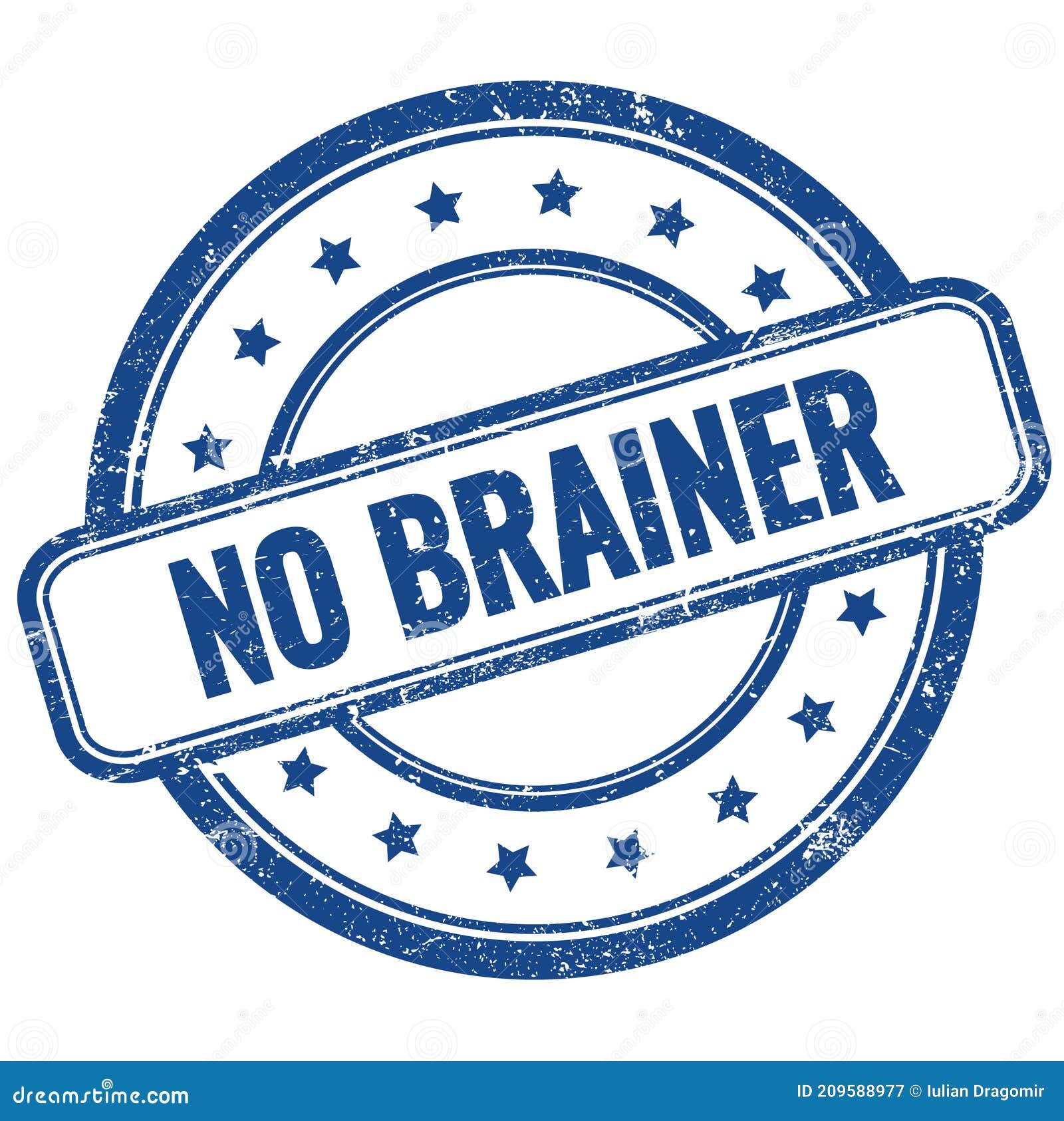 NO BRAINER text written on red round vintage rubber stamp Stock