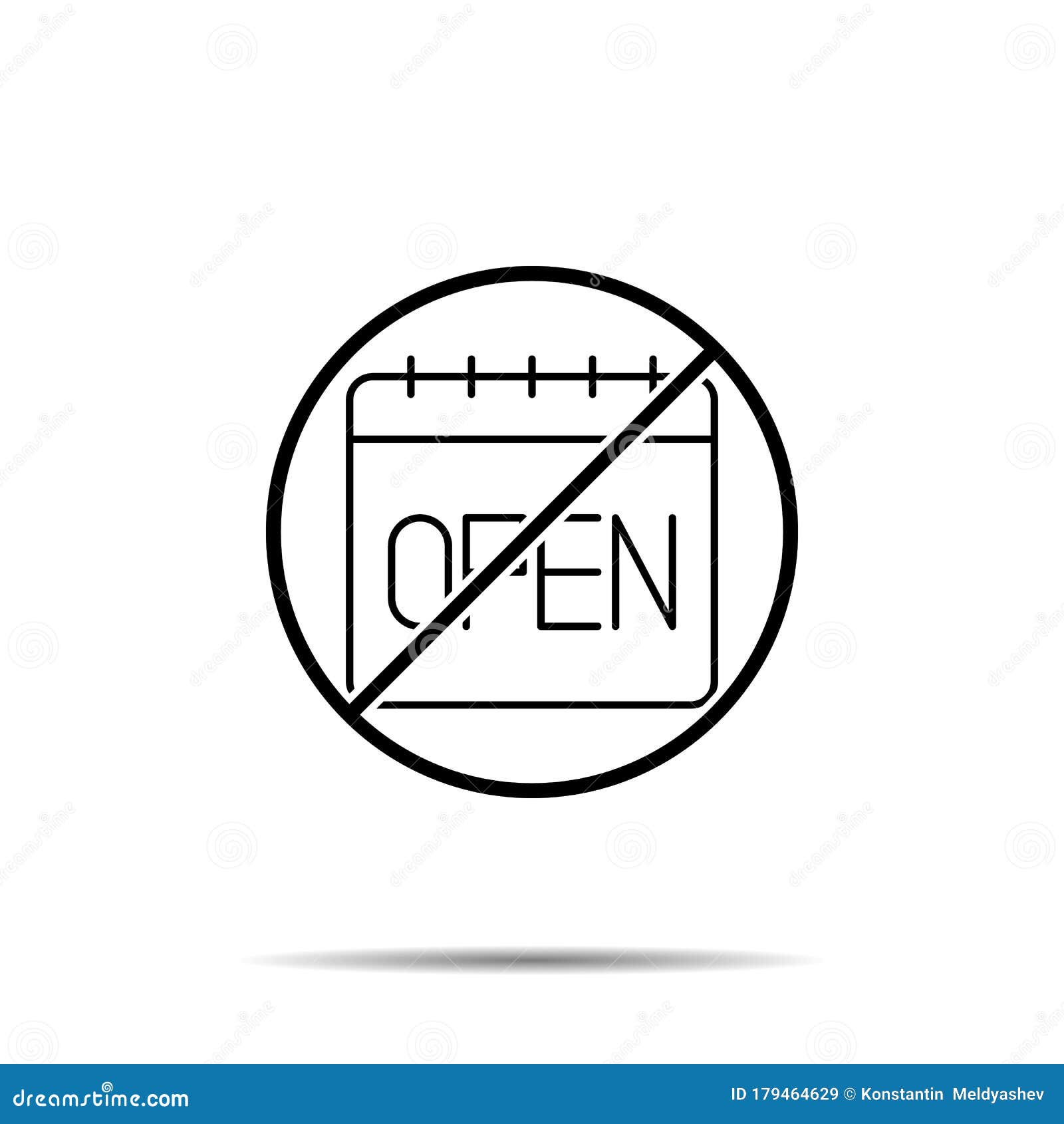 No Calendar, Open Icon. Simple Thin Line, Outline of Calendar Ban