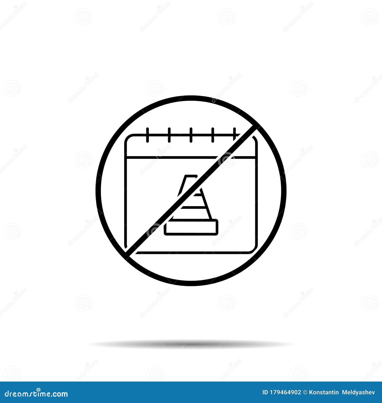 No Calendar, Trafficcone Icon. Simple Thin Line, Outline Vector of