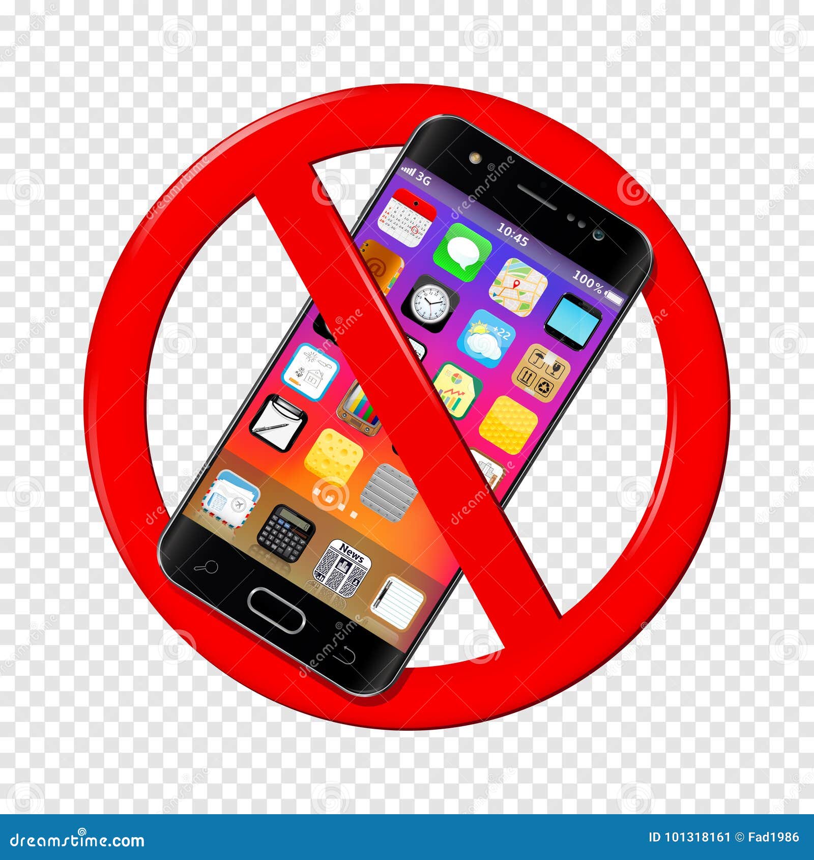 No Cell Phone Sign on Transparent Background Stock Vector - Illustration of  circular, forbid: 101318161