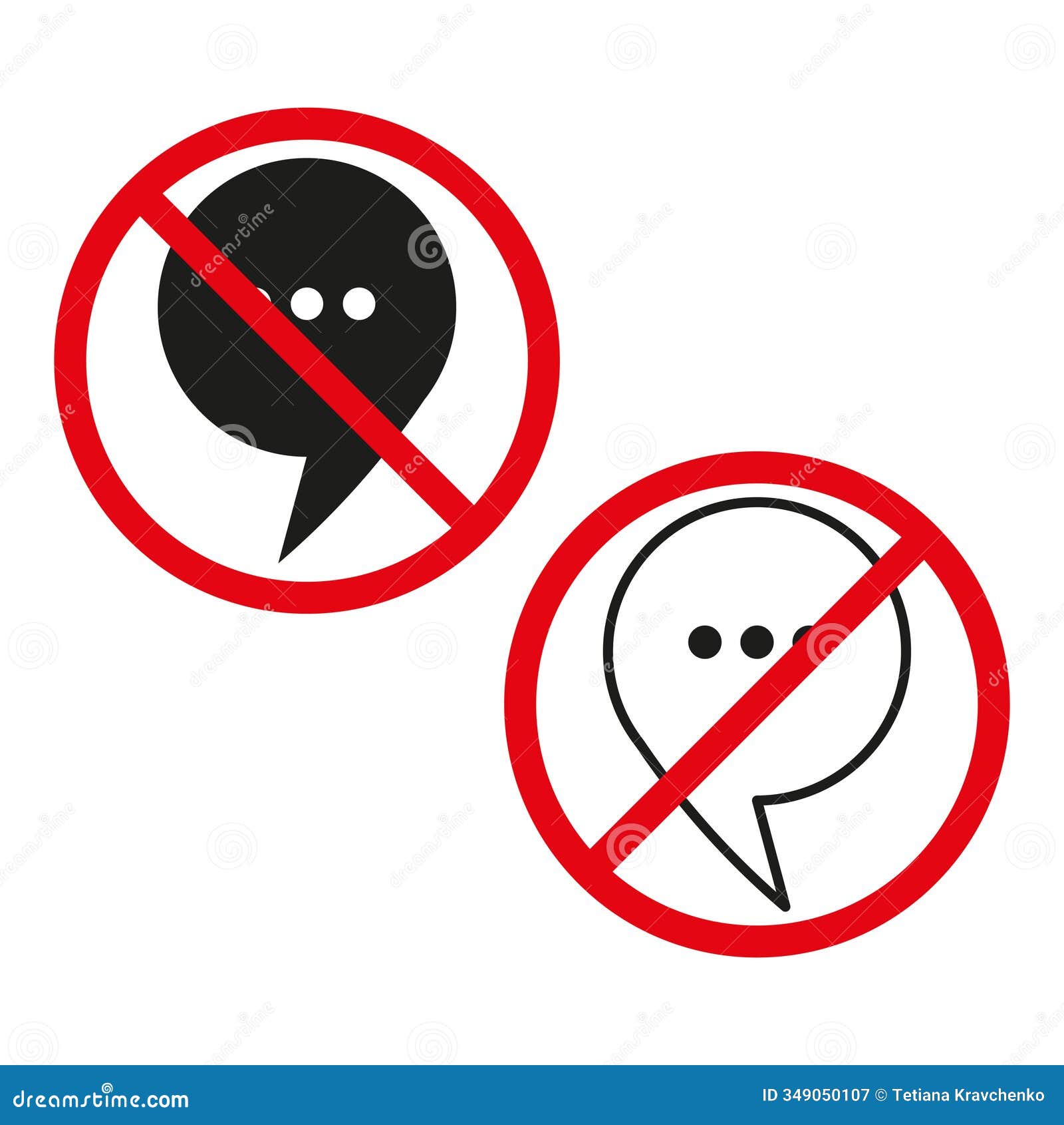 no chat icon. speech bubble prohibition. red circle . bold graphic style.