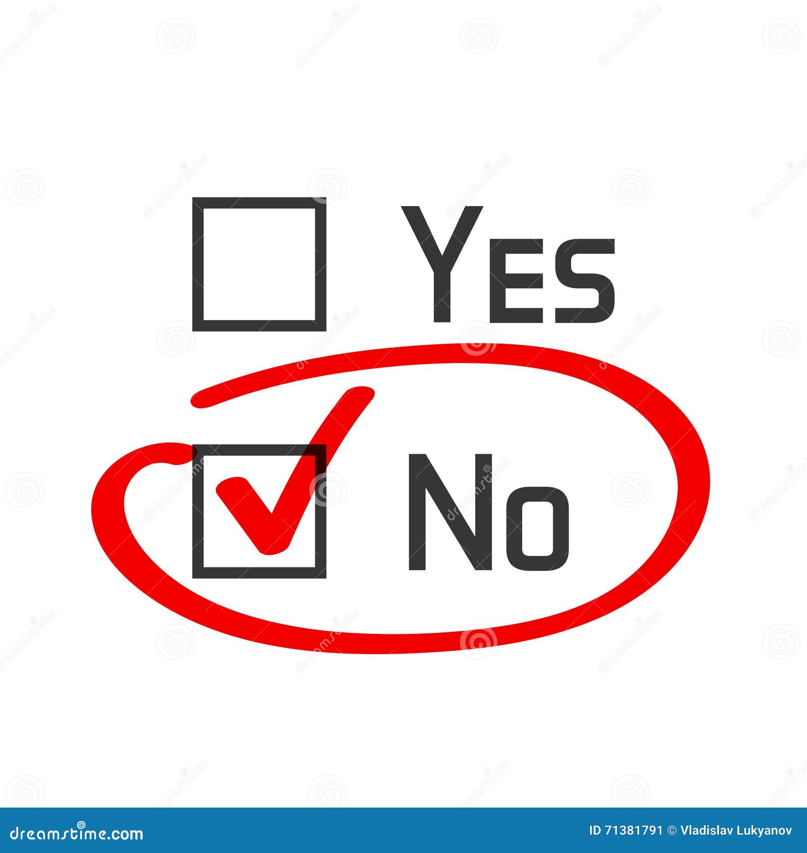 no checked with red marker line and circled