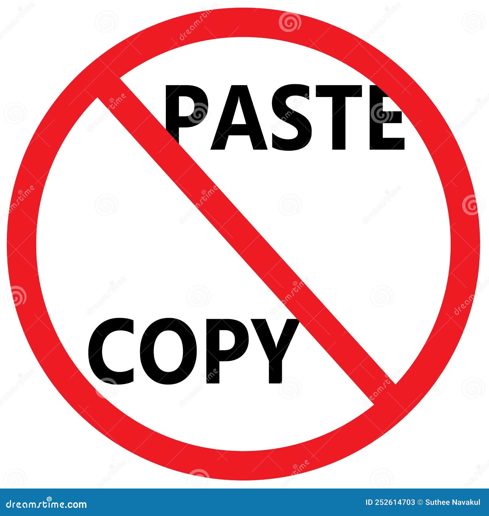 No Copy Paste Caution Sign. No Copy and Paste Sign. Flat Style Stock