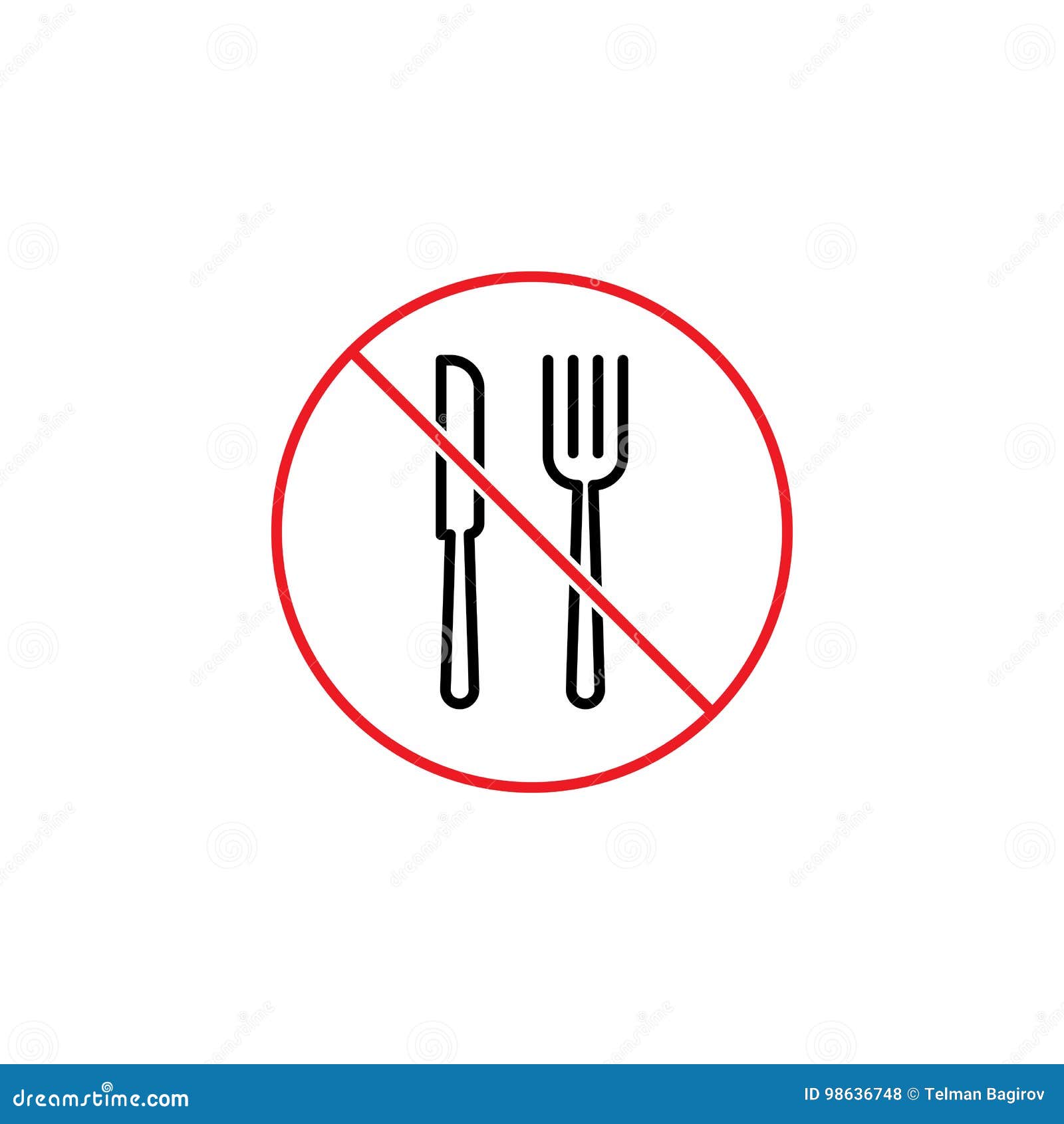 No Cutlery Sign on White Background Stock Illustration Illustration