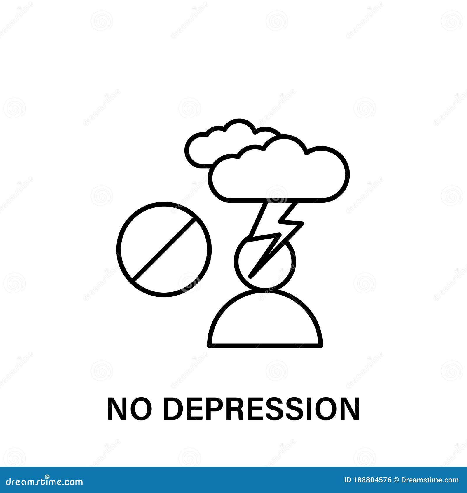No Depression, Man, Cloud, Ban Icon. Element of Human Positive Thinking ...