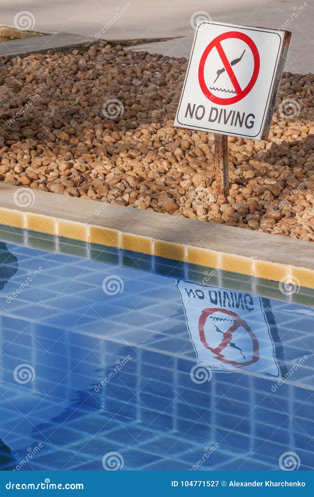 No Diving Warning Sign at the Poolside. Stock Image Image of