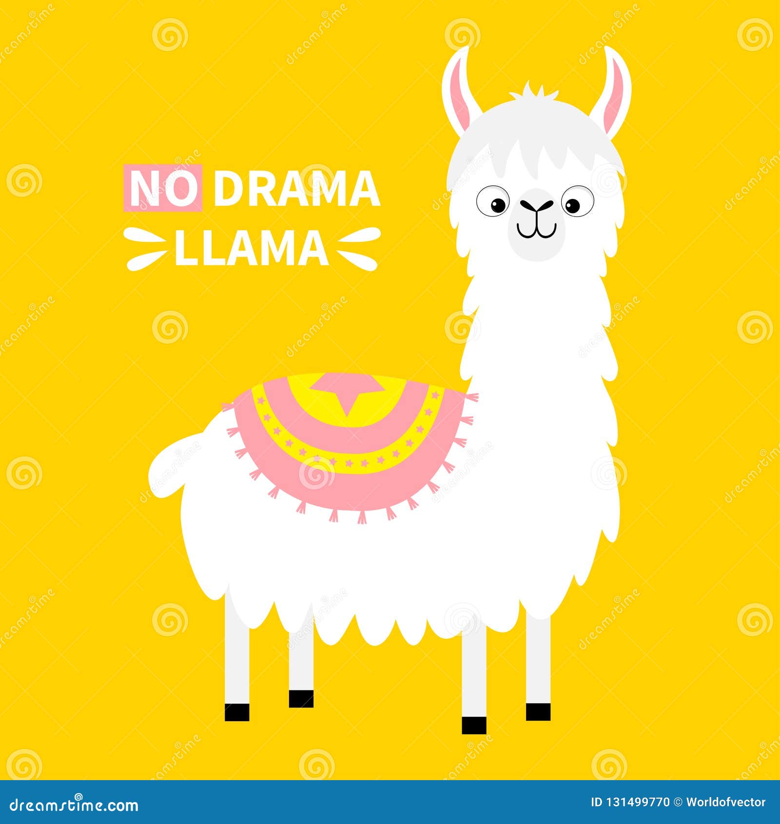 No Drama Llama. Alpaca Animal. Cute Cartoon Funny Kawaii Character.  Childish Baby Collection Stock Vector - Illustration of happy, animal:  131499770