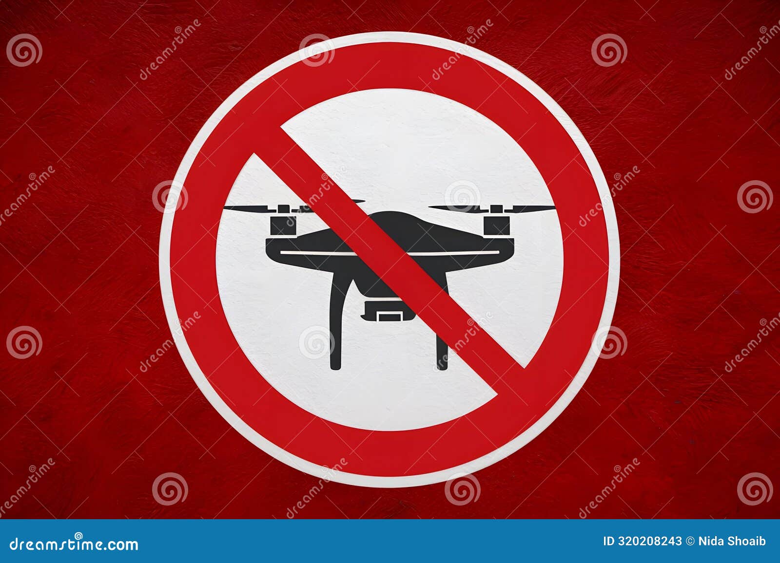 No Drones Allowed in this Area Prohibition Sign with Drone Graphic