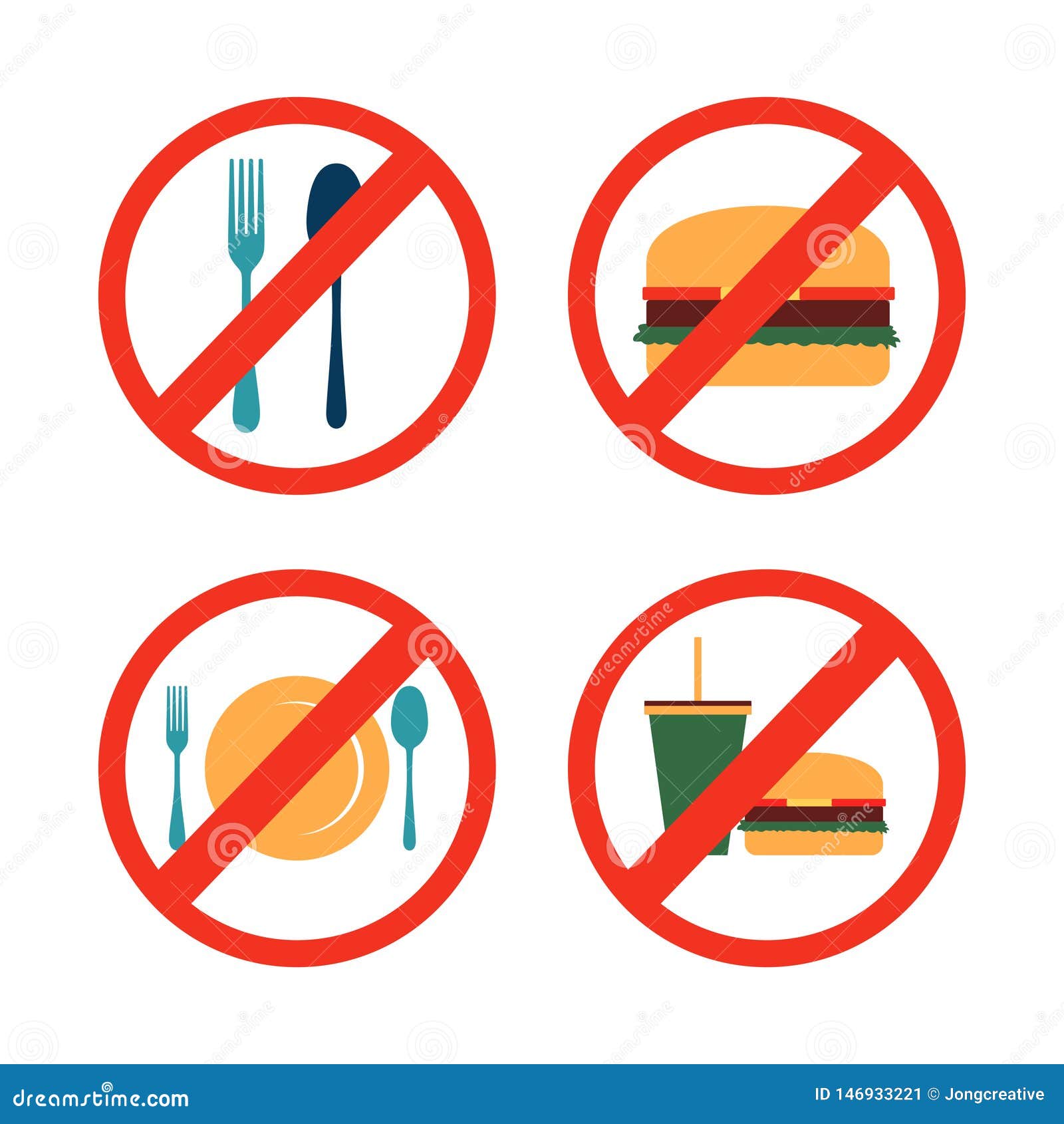 No Eating Or Drinking Sign Isolated On White Background Vector
