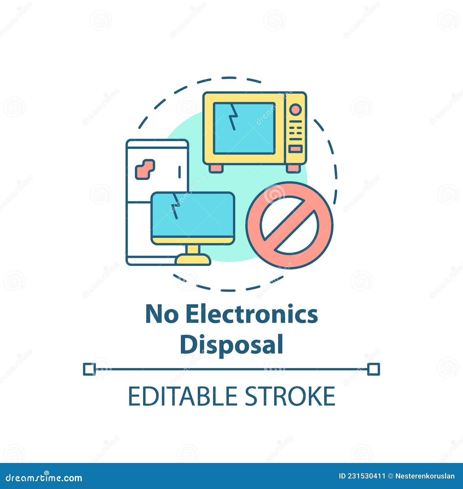 No Electronics Disposal Concept Icon Stock Vector Illustration of