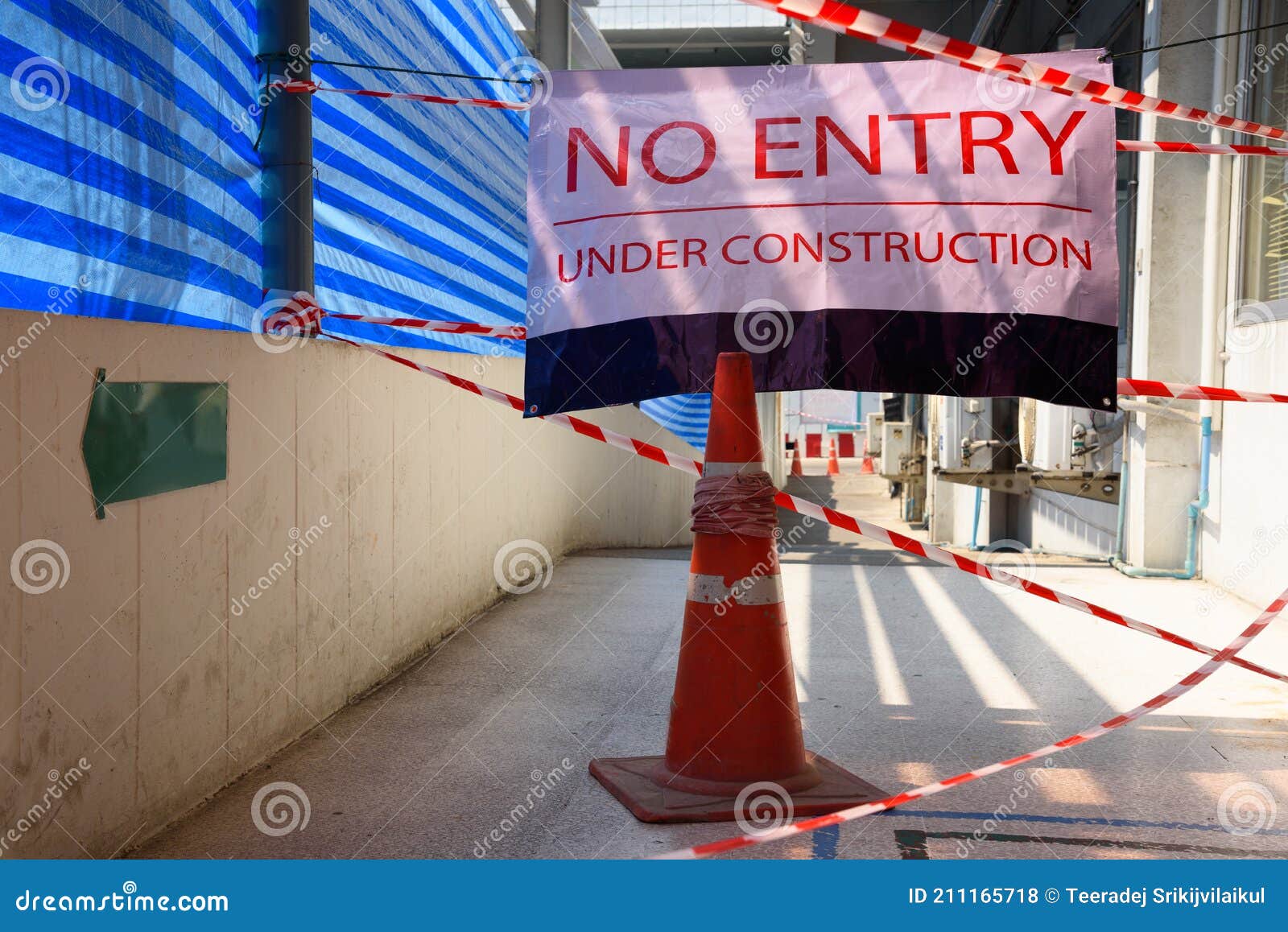 No Entry Sign in Front of Construction Site Stock Photo Image of