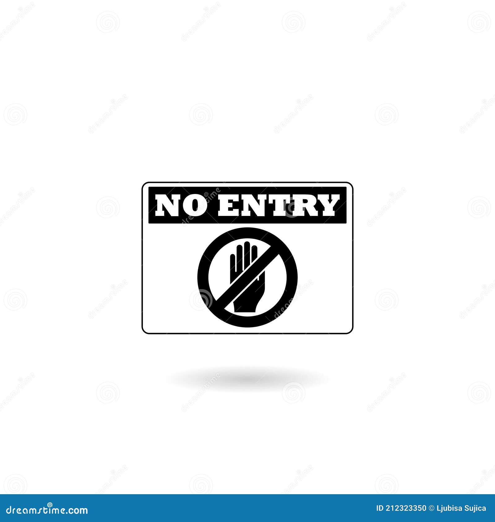 No Entry Sign Icon with Shadow Stock Vector - Illustration of sign ...