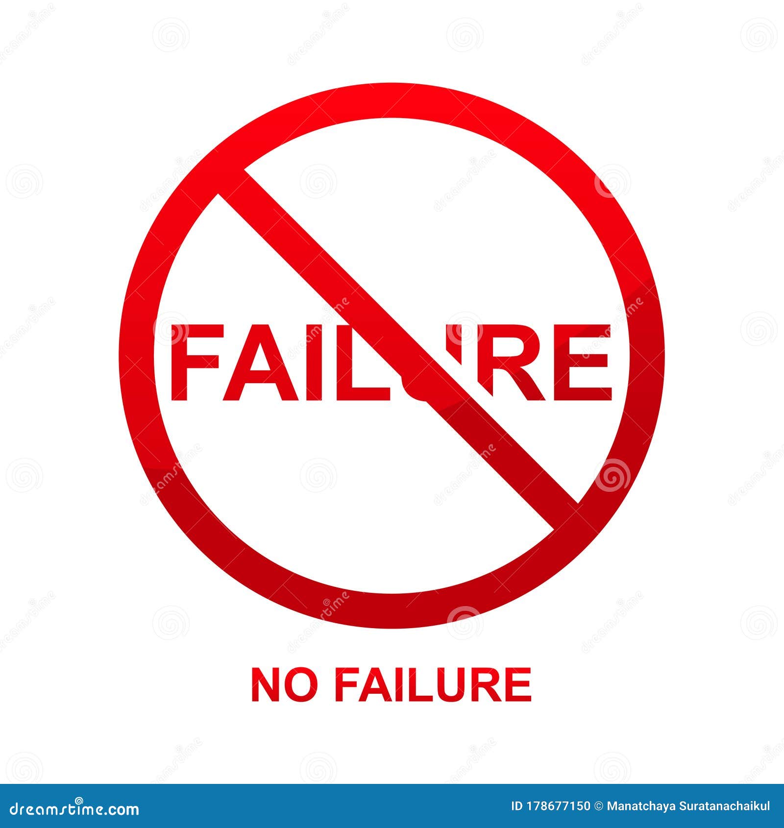 No Failure Sign Isolated on White Background Stock Vector