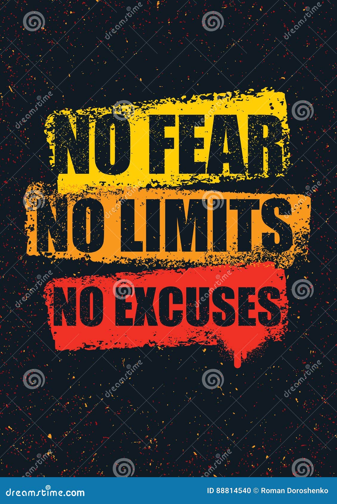 no fear. no limits. no excuses. creative inspiring motivation quote template.  typography banner  concept