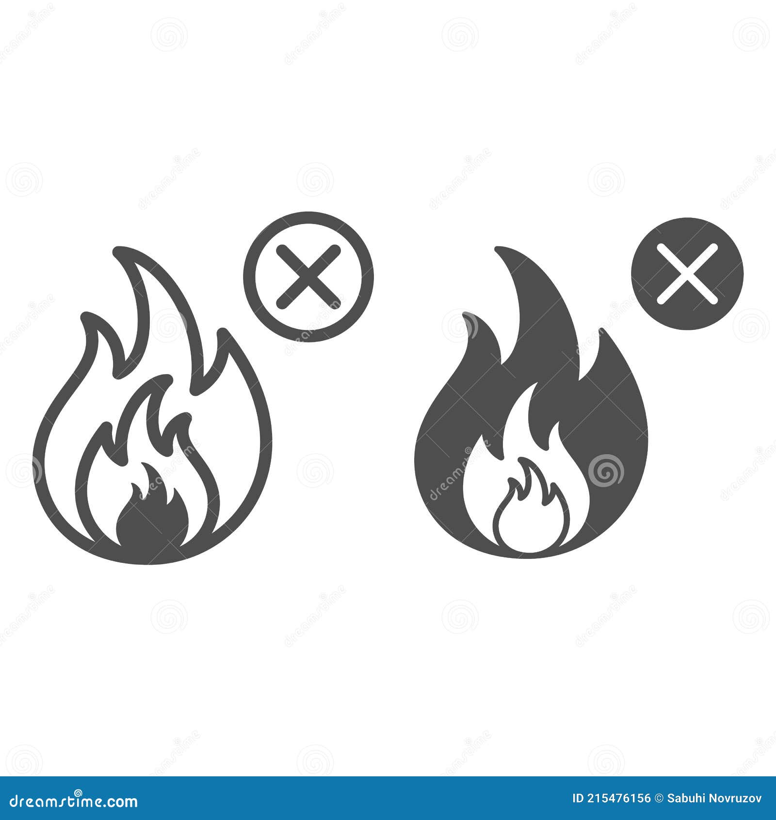 No Fire Line and Solid Icon, Safety Engineering Concept, Prohibition Open  Flame Symbol Sign on White Background, Fire Stock Vector - Illustration of  dangerous, flame: 215476156