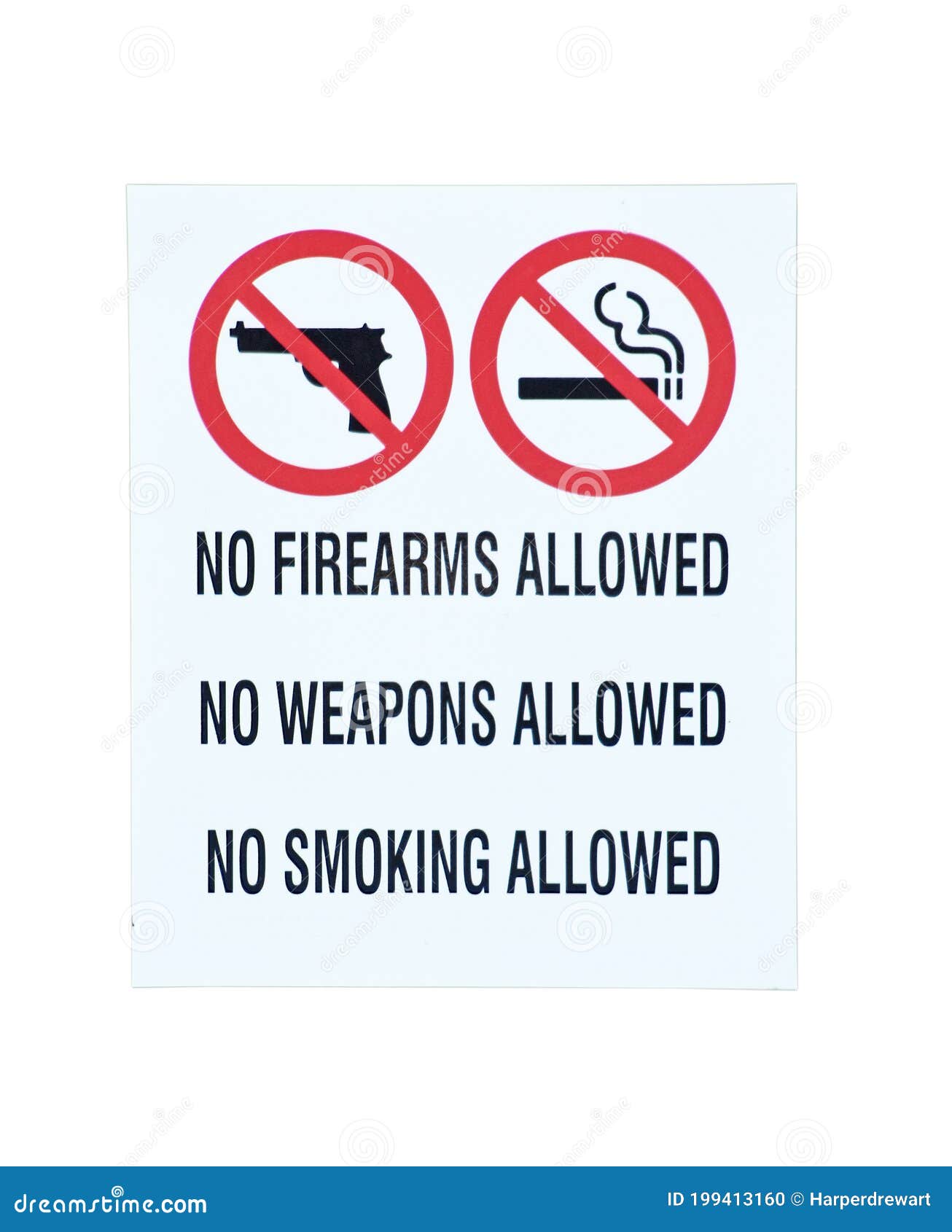 no firearms weapons smoking