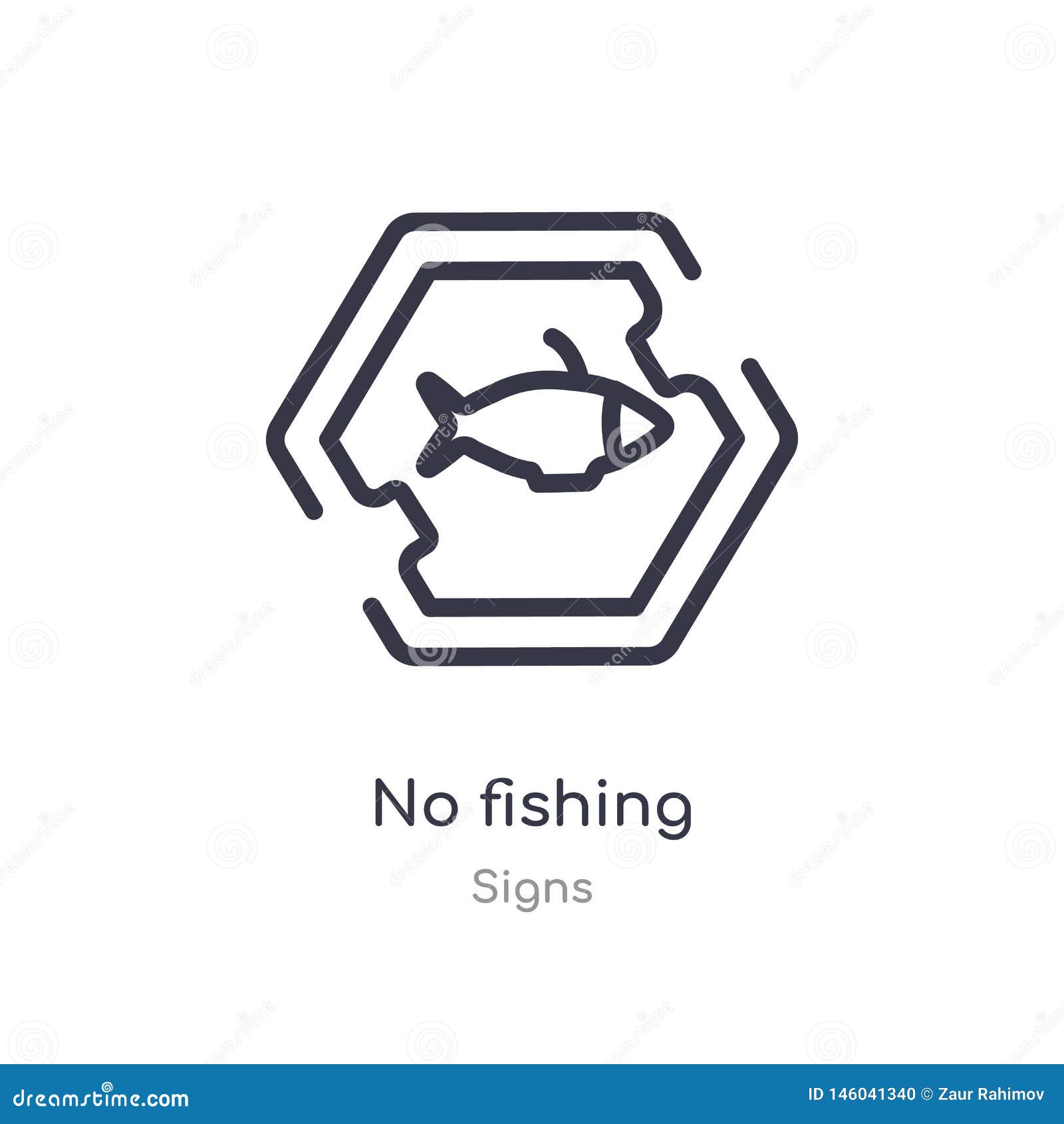 Download No Fishing Outline Icon. Isolated Line Vector Illustration ...