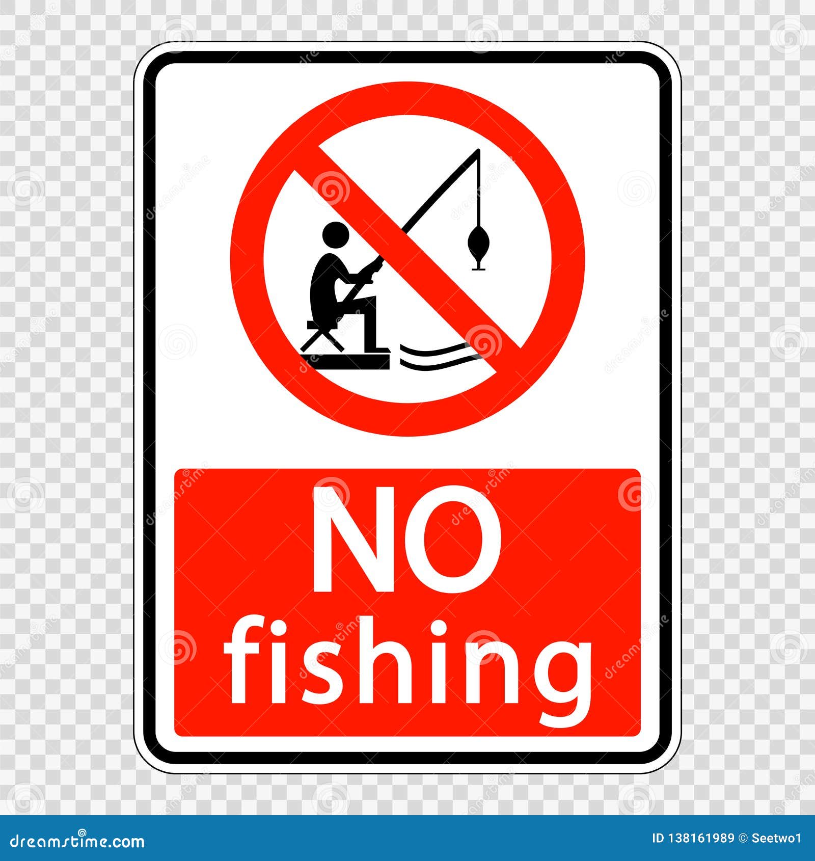 Symbol No Fishing Sign Label On Transparent Background