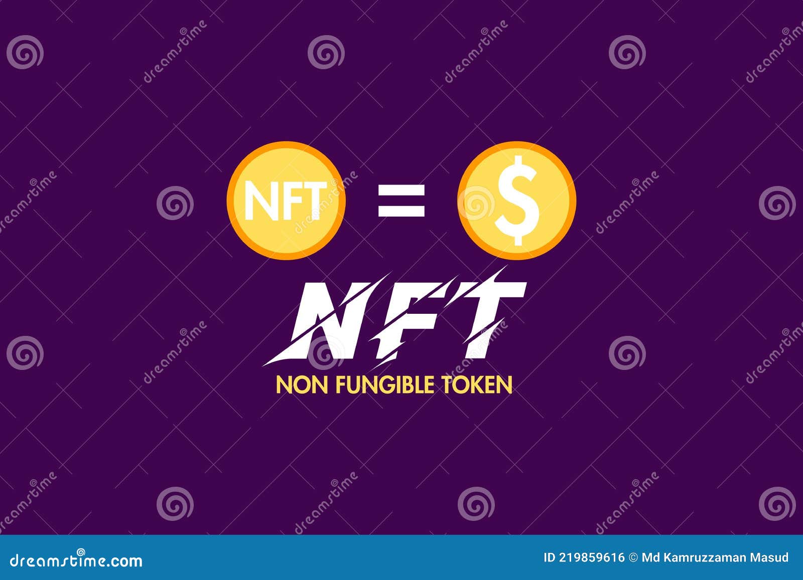 no fungible token unique cryptocurrency.   banner volcano erupts in nft coins.