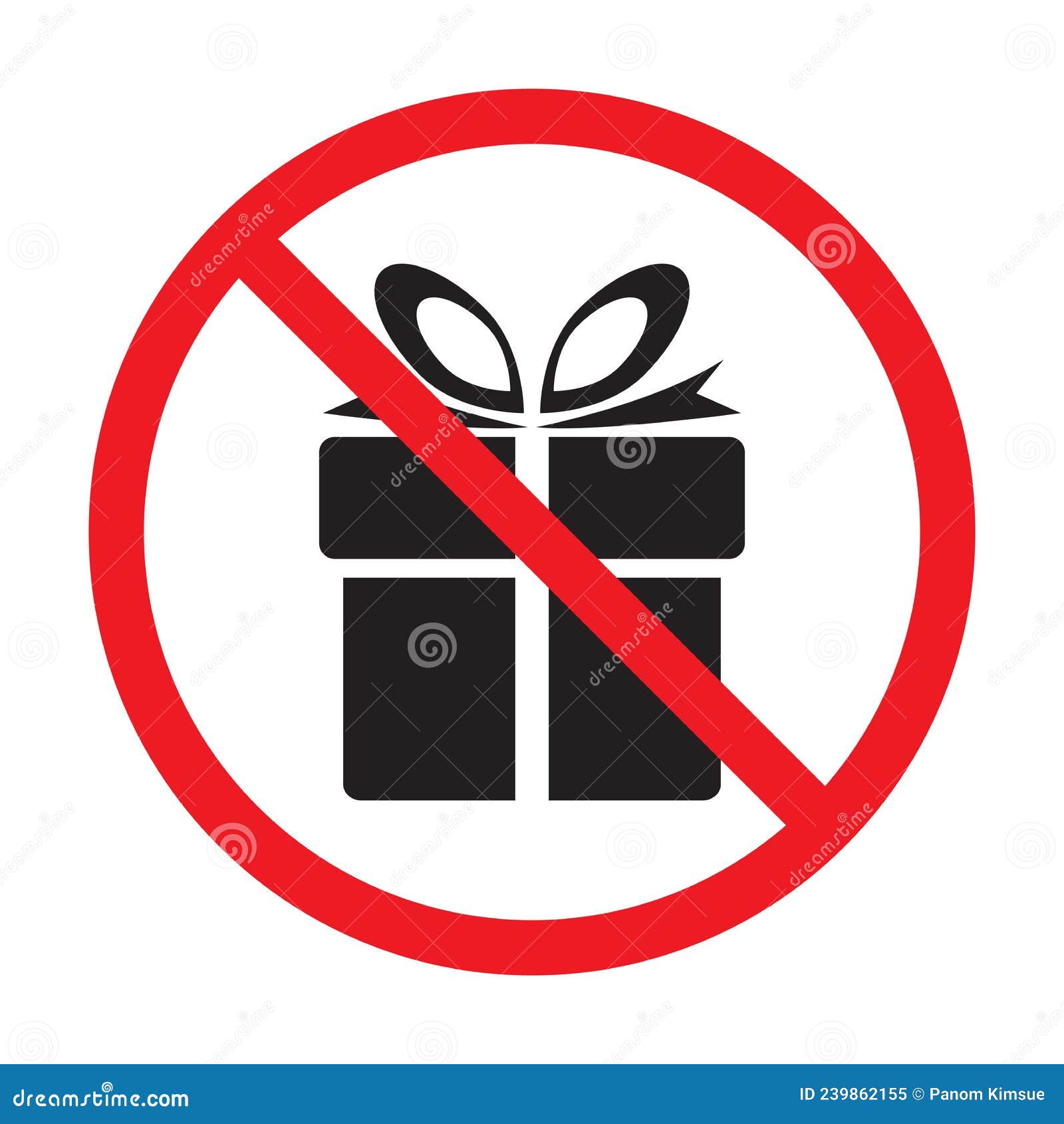 no gift icon  forbidden present icon. no gifts  sign. warning, caution, attention, restriction, danger, ban for