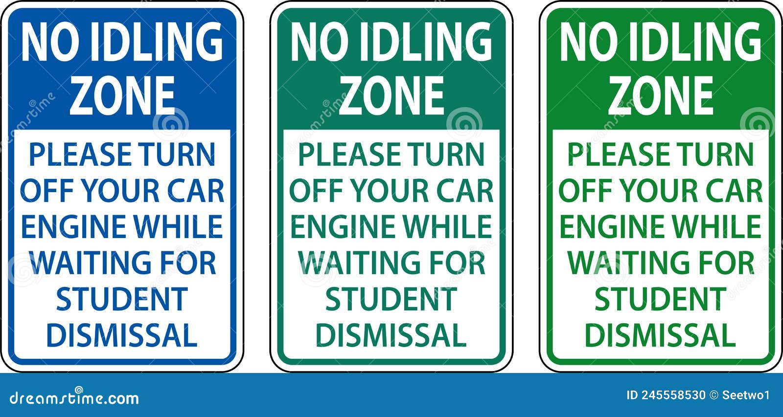 No Idling Zone Please Turn Off Engine Sign on White Background Stock