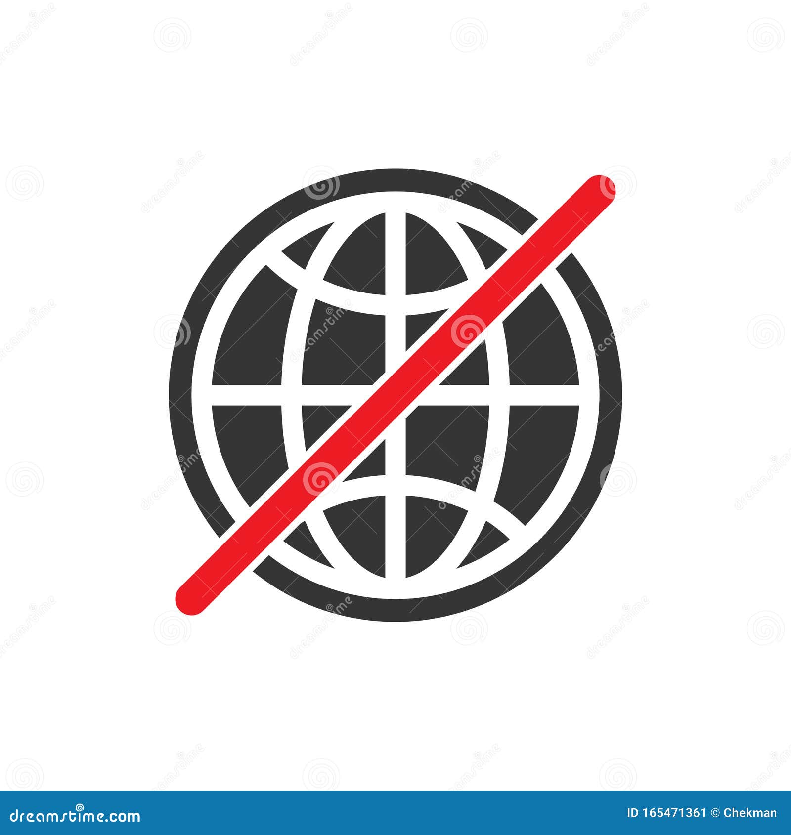 No Internet Connection Sign. No Globe Vector Icon Stock Illustration