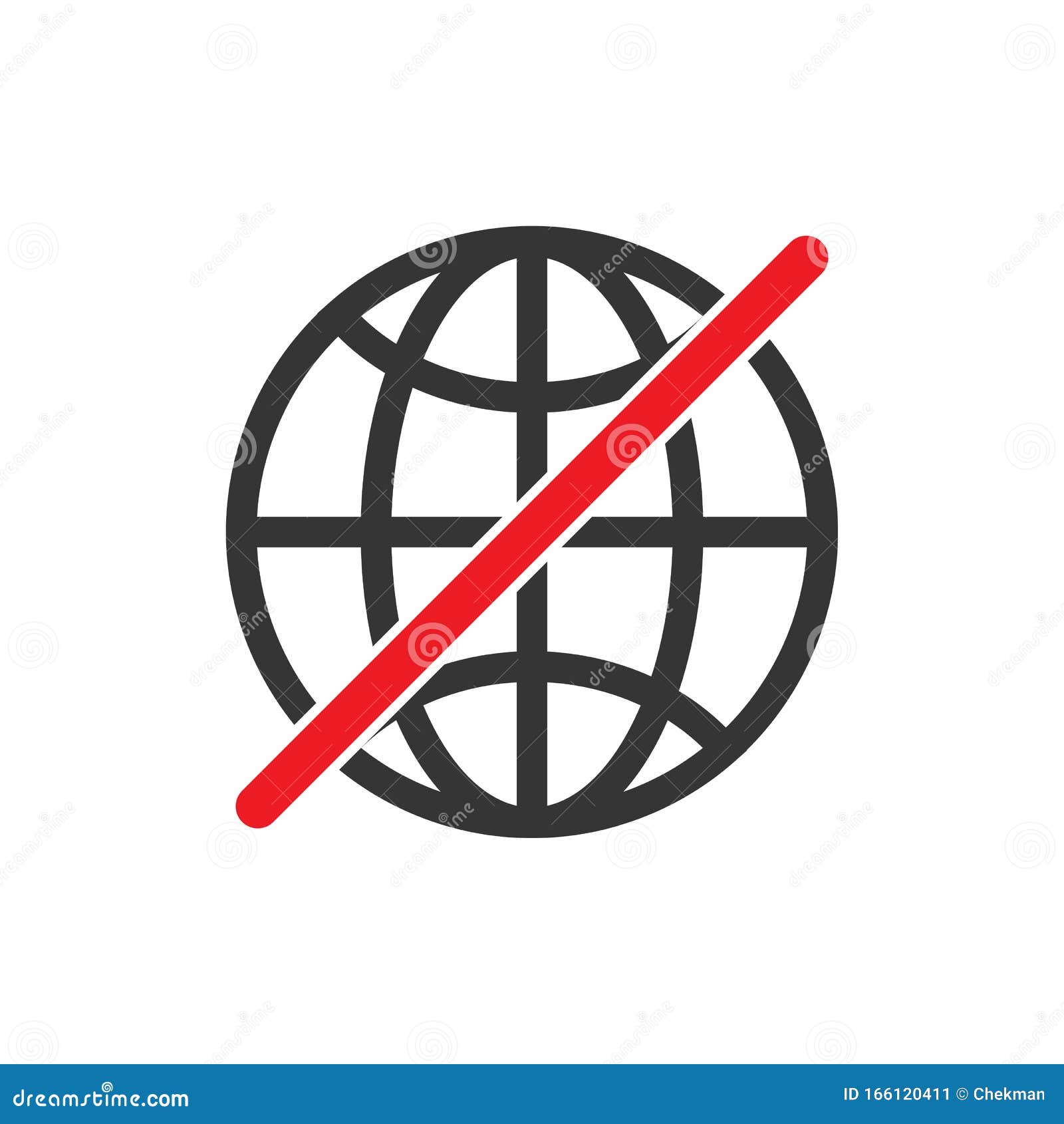 No Internet Connection Sign. No Globe Vector Icon Stock Illustration