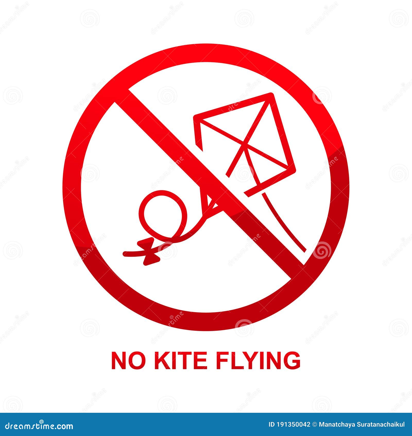 No Kite Flying Sign Isolated on White Background Stock Illustration Illustration of high
