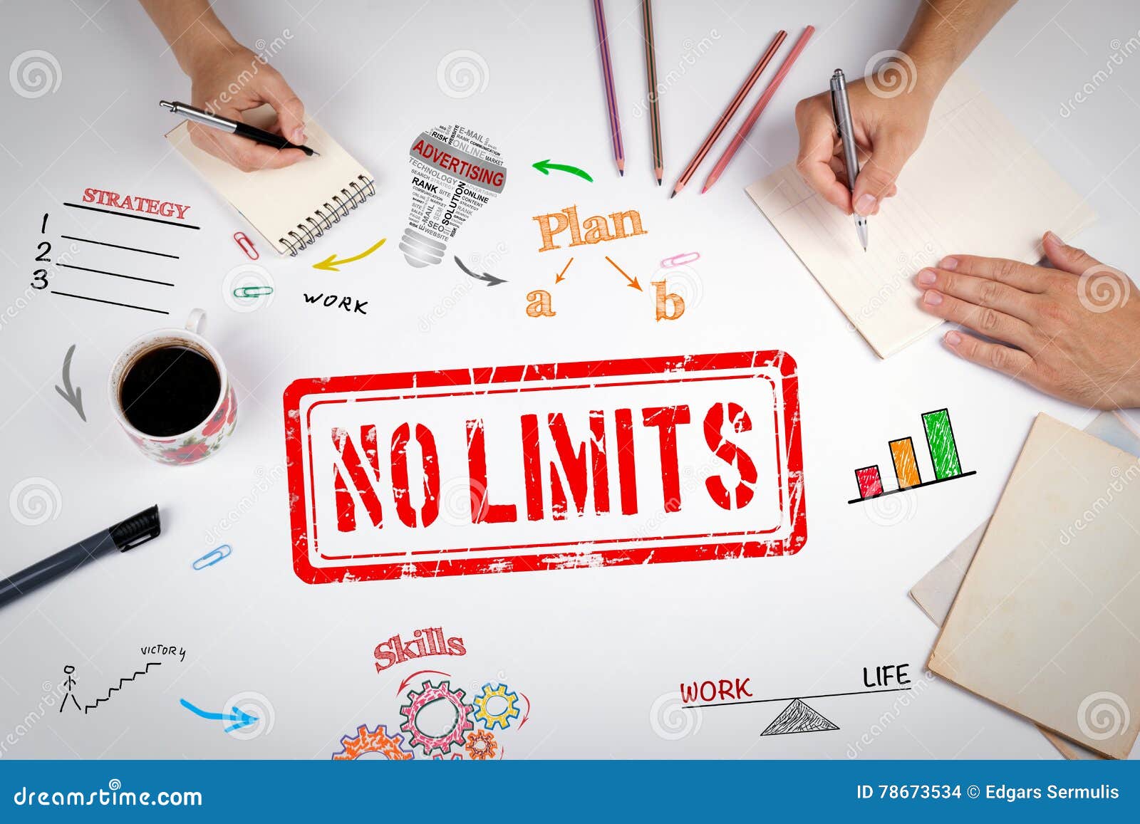 No Limit Stamp. the Meeting at the White Office Table Stock Photo