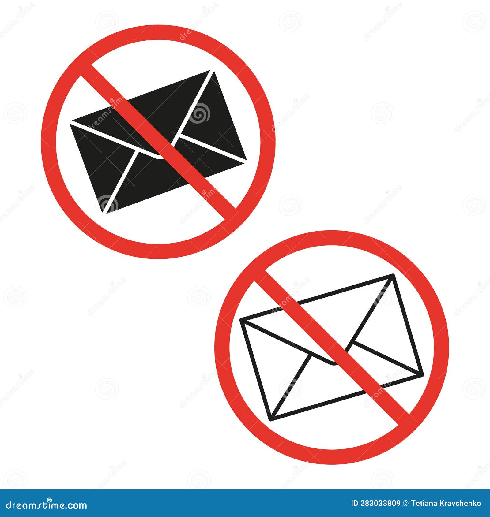 No Mail Icon. No Mailing. Spam Ban. Vector Illustration. Stock Image