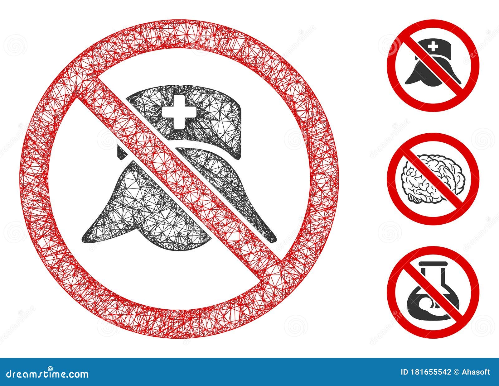 No Medical Nurses Polygonal  Vector Mesh Illustration Stock