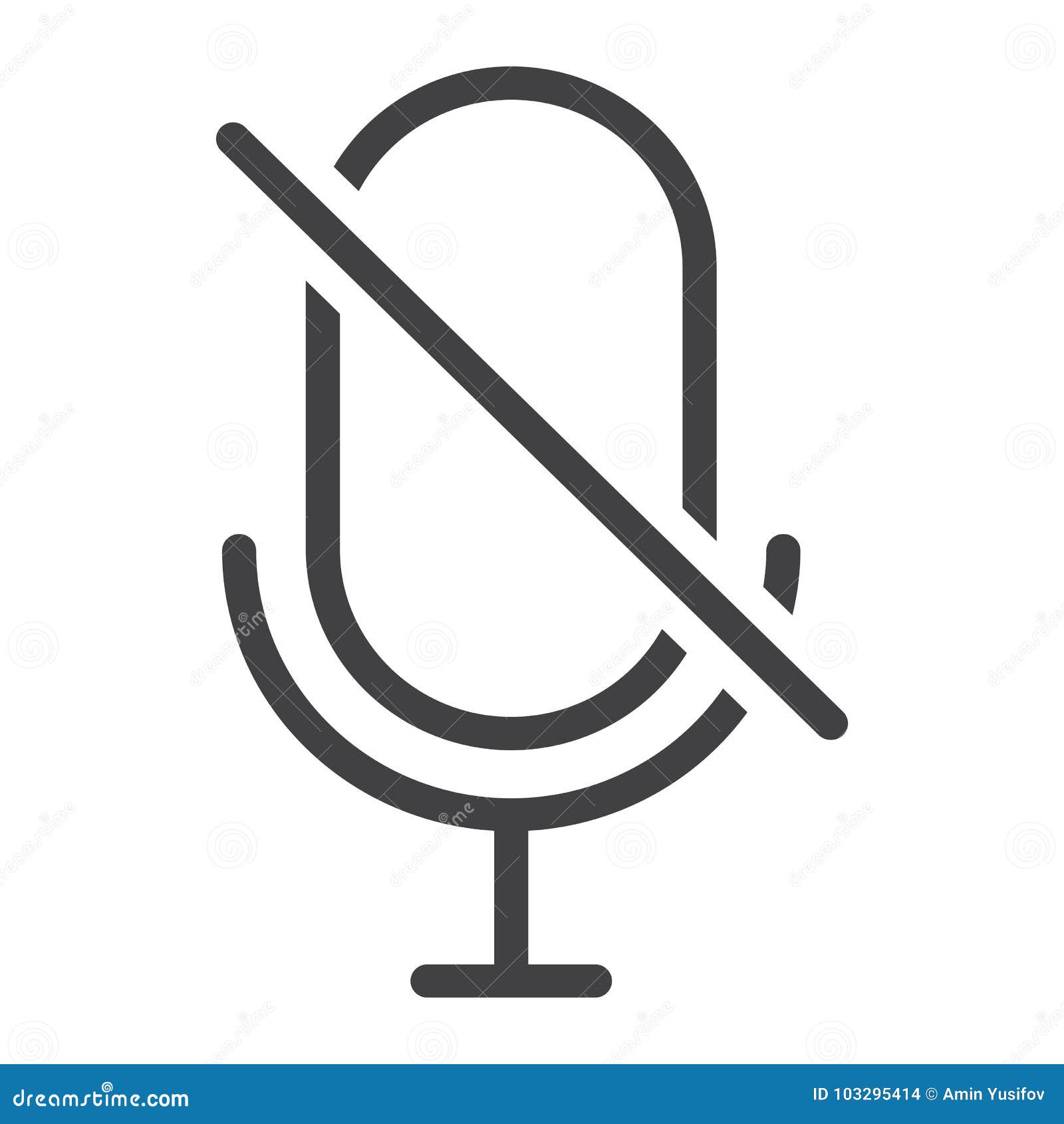 No Microphone Line Icon,  and Mobile Stock Vector Illustration of