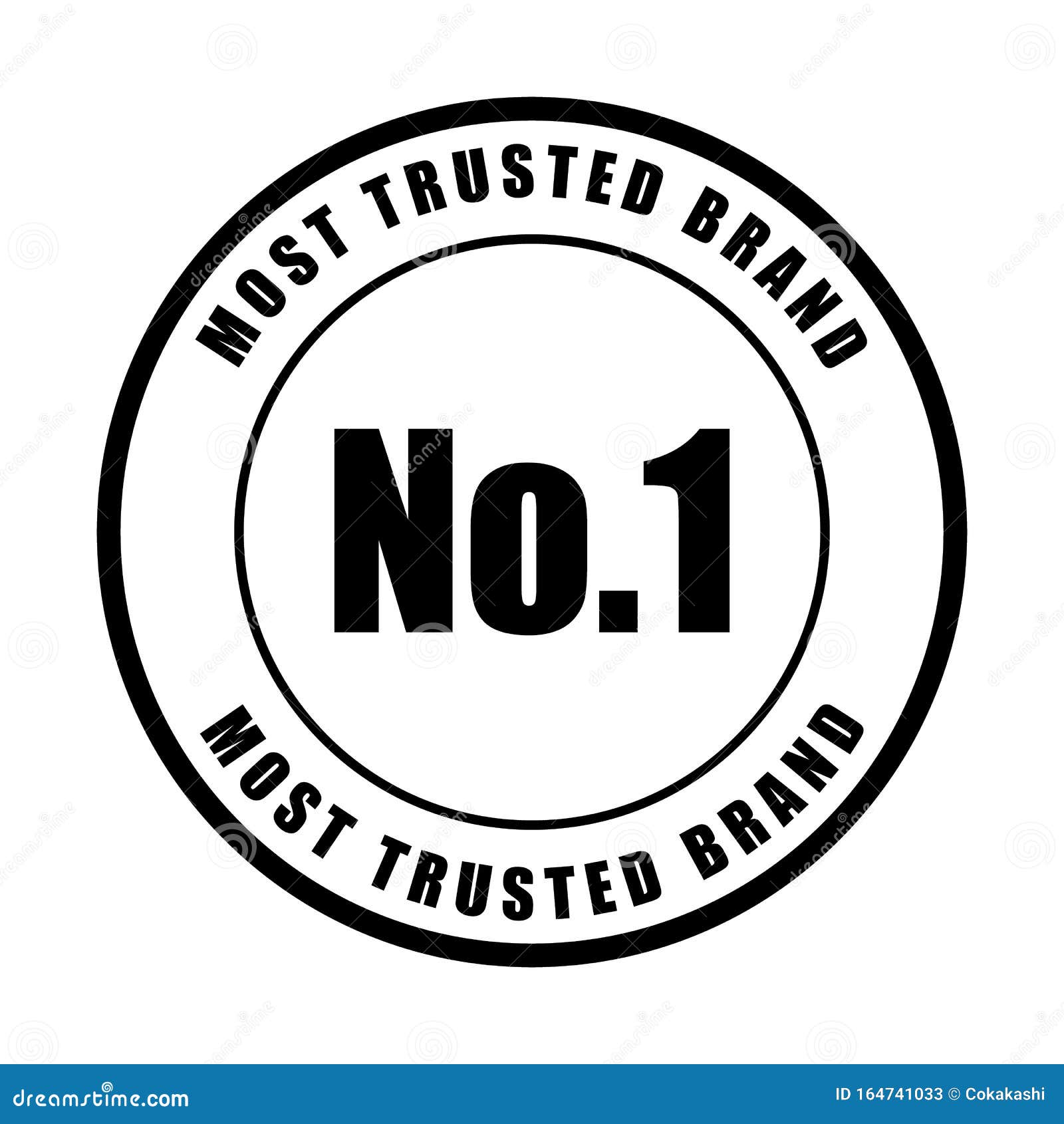 no.1 most trusted brand word on circle badge . minimalist style, simple , black and white color.