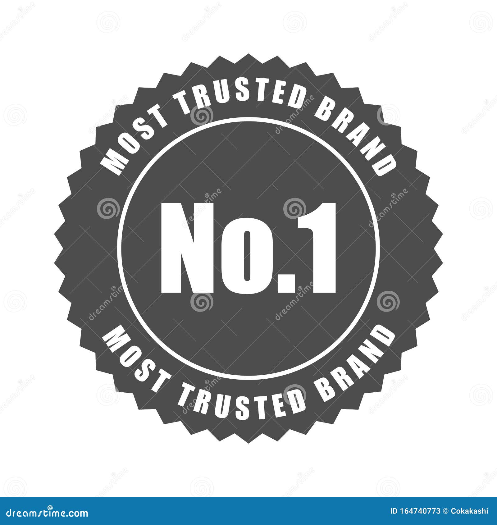 no.1 most trusted brand word on circle jagged edge badge . minimalist style, simple , black and white color.