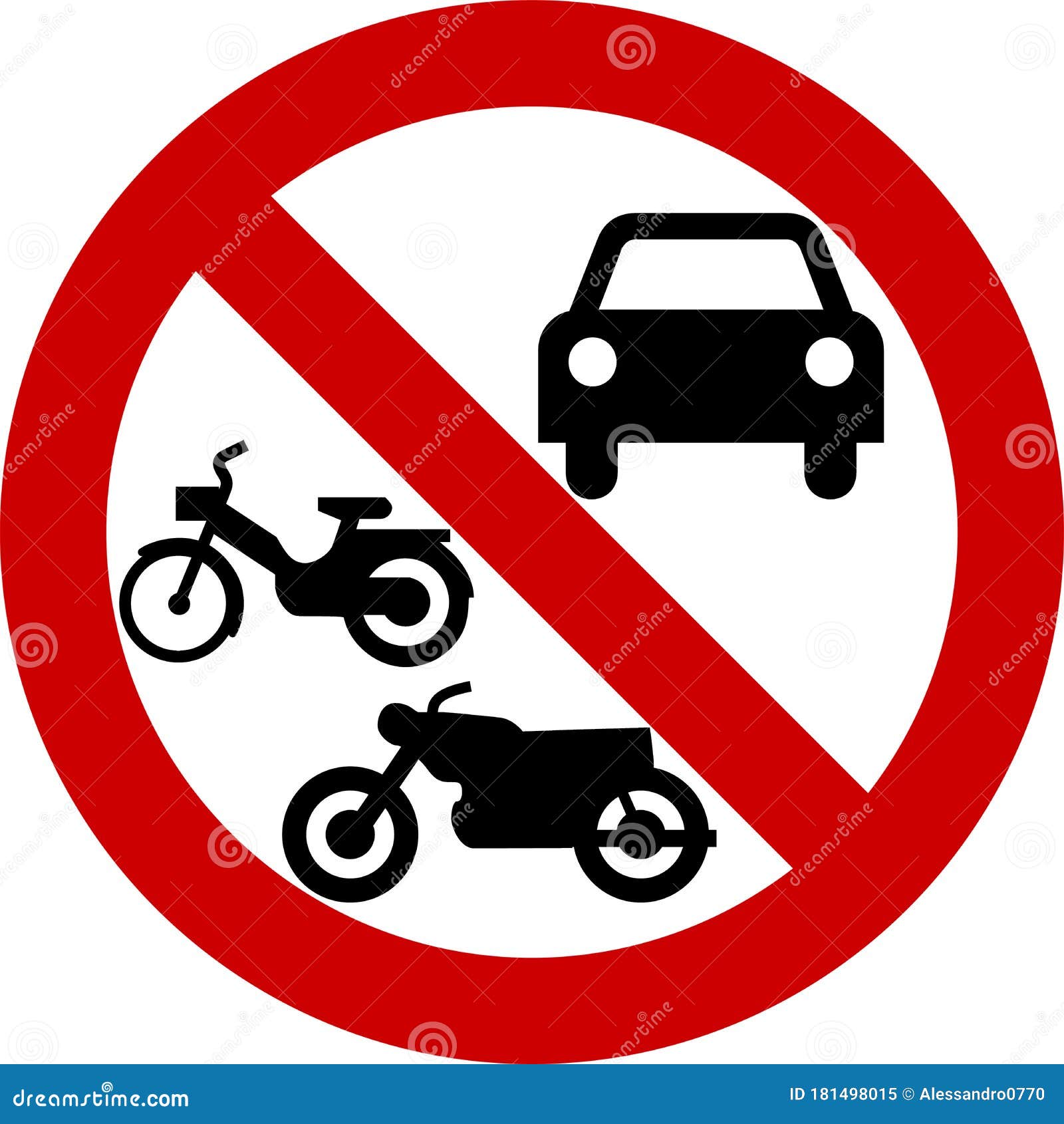 No Motorcycles and Cars Sign Stock Illustration Illustration of rule